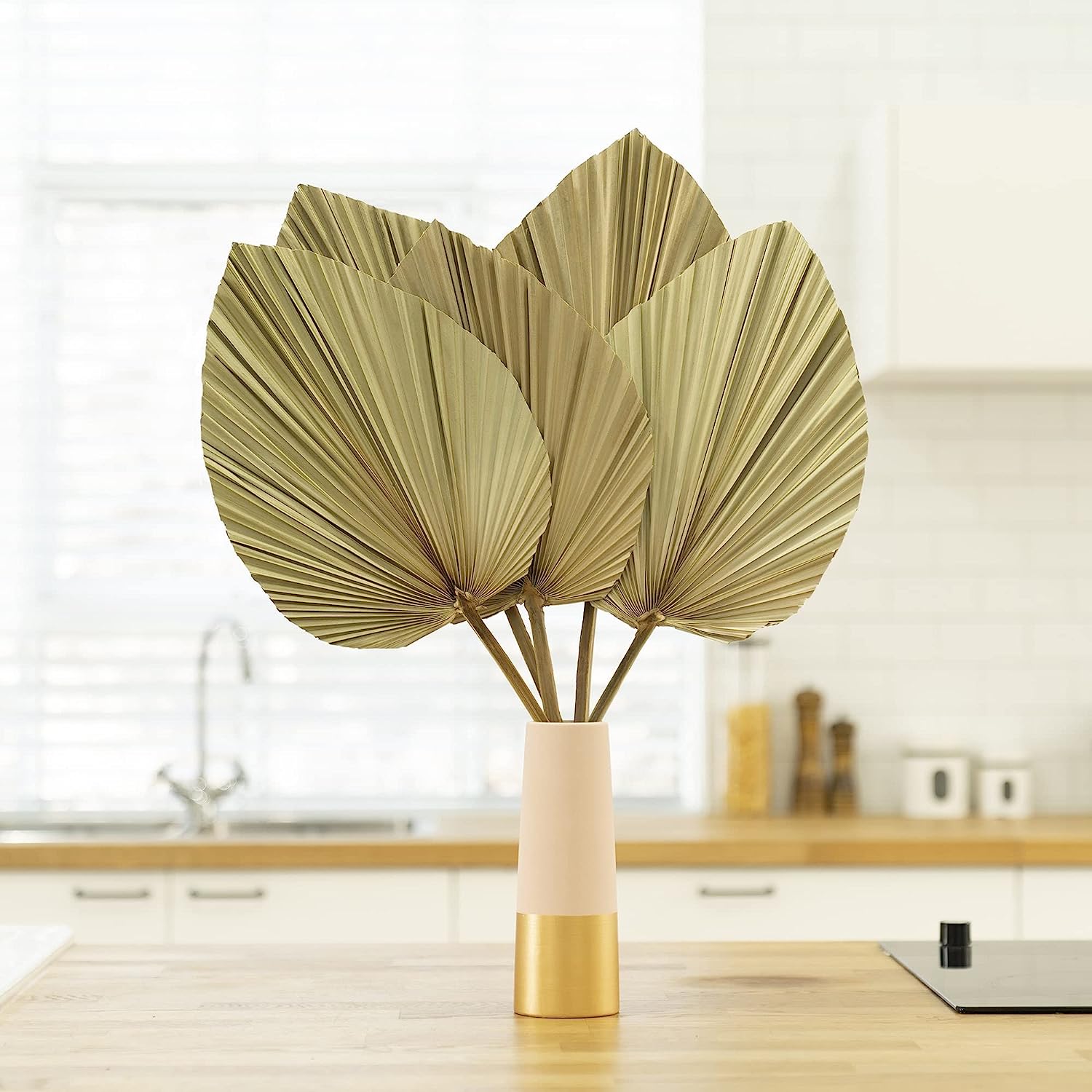 dried_flower - preserved_flower - fake_flower - 5Pcs Dried Palm Leaves Room Decor 18"H x 10"W Large Natural Leaf Decor - Molly Garden - Molly_Garden_Floral