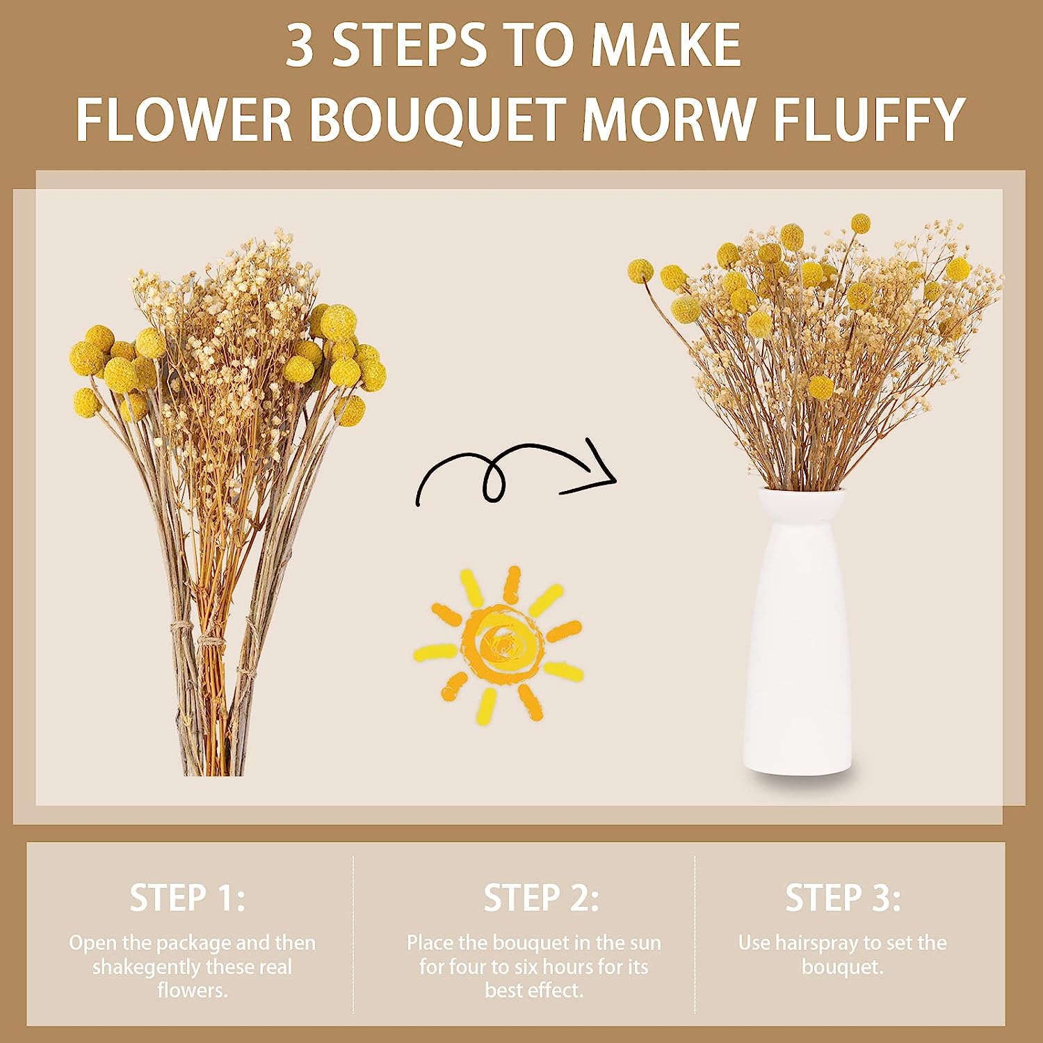 dried_flower - preserved_flower - fake_flower - 25Pcs Babys Breath Boho Flower Billy Balls Natural Dried Flower Bouquet for Boho - Molly Garden - Molly_Garden_Floral