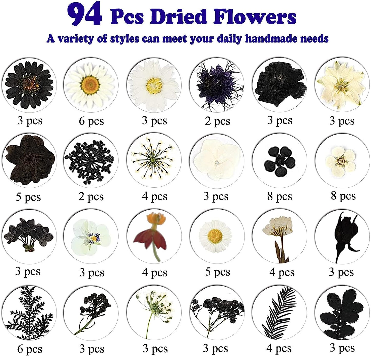 dried_flower - preserved_flower - fake_flower - Pressed Dried Flowers for Resin Molds Real Natural Floral Leave for DIY Crafts - Molly Garden - Molly_Garden_Floral
