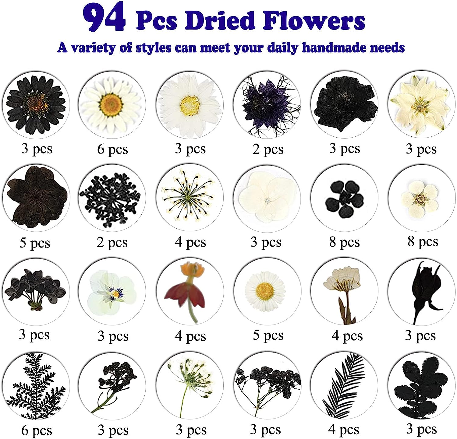 dried_flower - preserved_flower - fake_flower - Pressed Dried Flowers for Resin Molds Real Natural Floral Leave for DIY Crafts - Molly Garden - Molly_Garden_Floral
