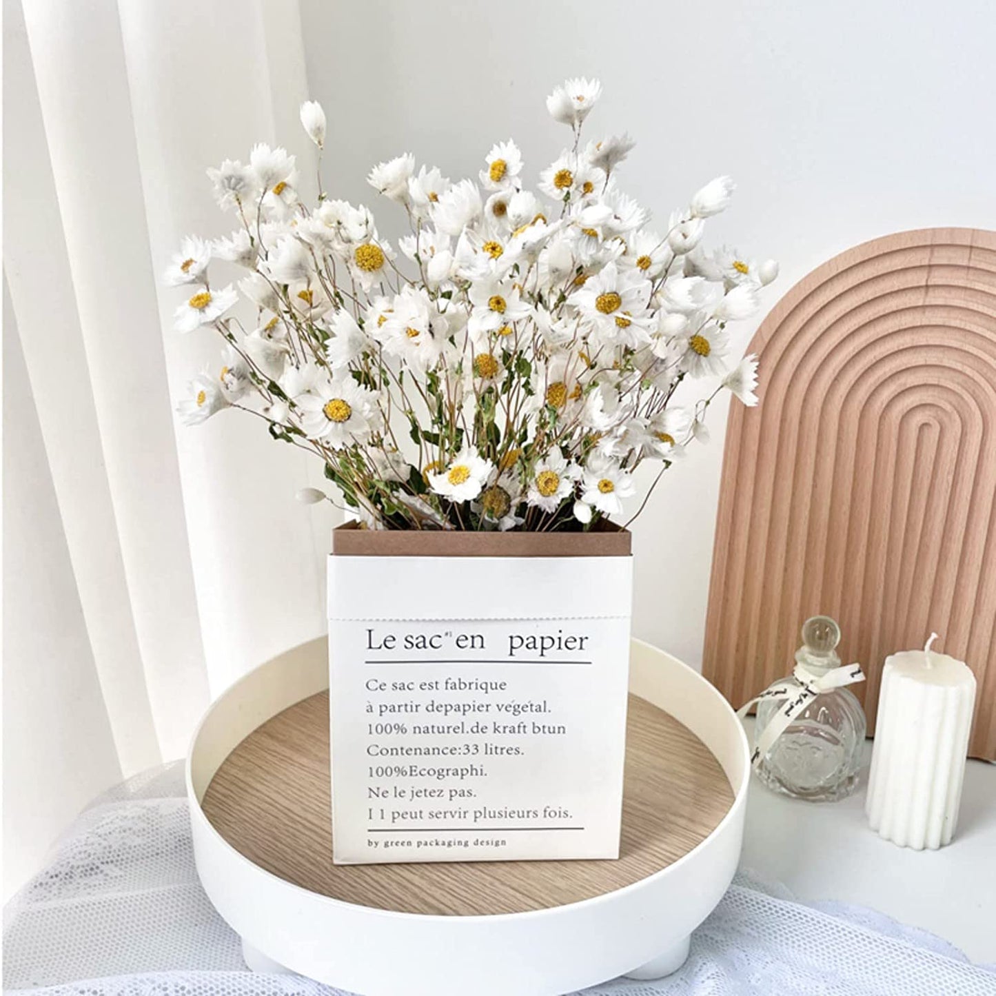 dried_flower - preserved_flower - fake_flower - 200+Stems Real Dry White Flowers with Dried Daisy Bouquet 17'' Gerber Daisies - Molly Garden - Molly_Garden_Floral