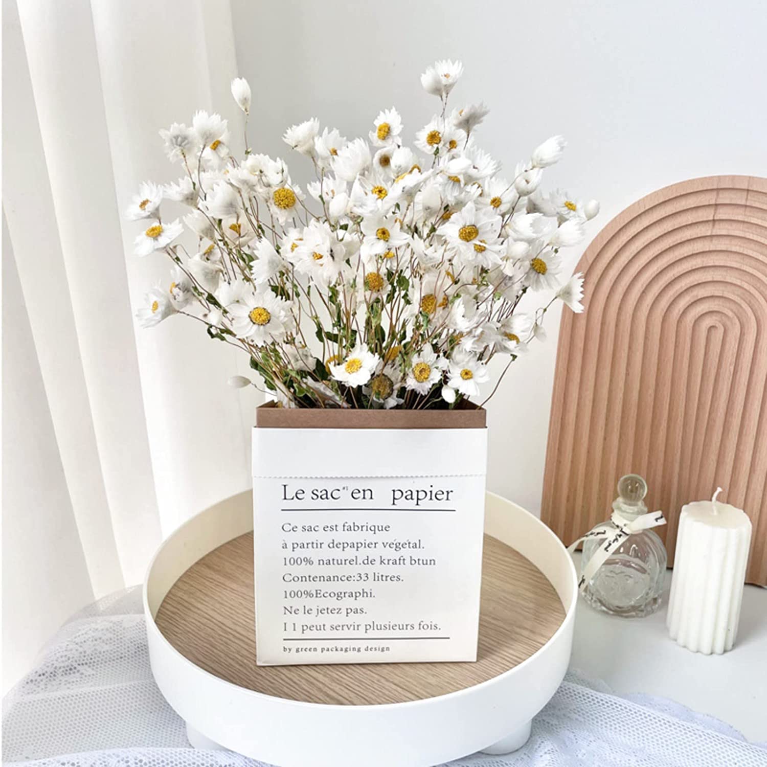 dried_flower - preserved_flower - fake_flower - 200+Stems Real Dry White Flowers with Dried Daisy Bouquet 17'' Gerber Daisies - Molly Garden - Molly_Garden_Floral
