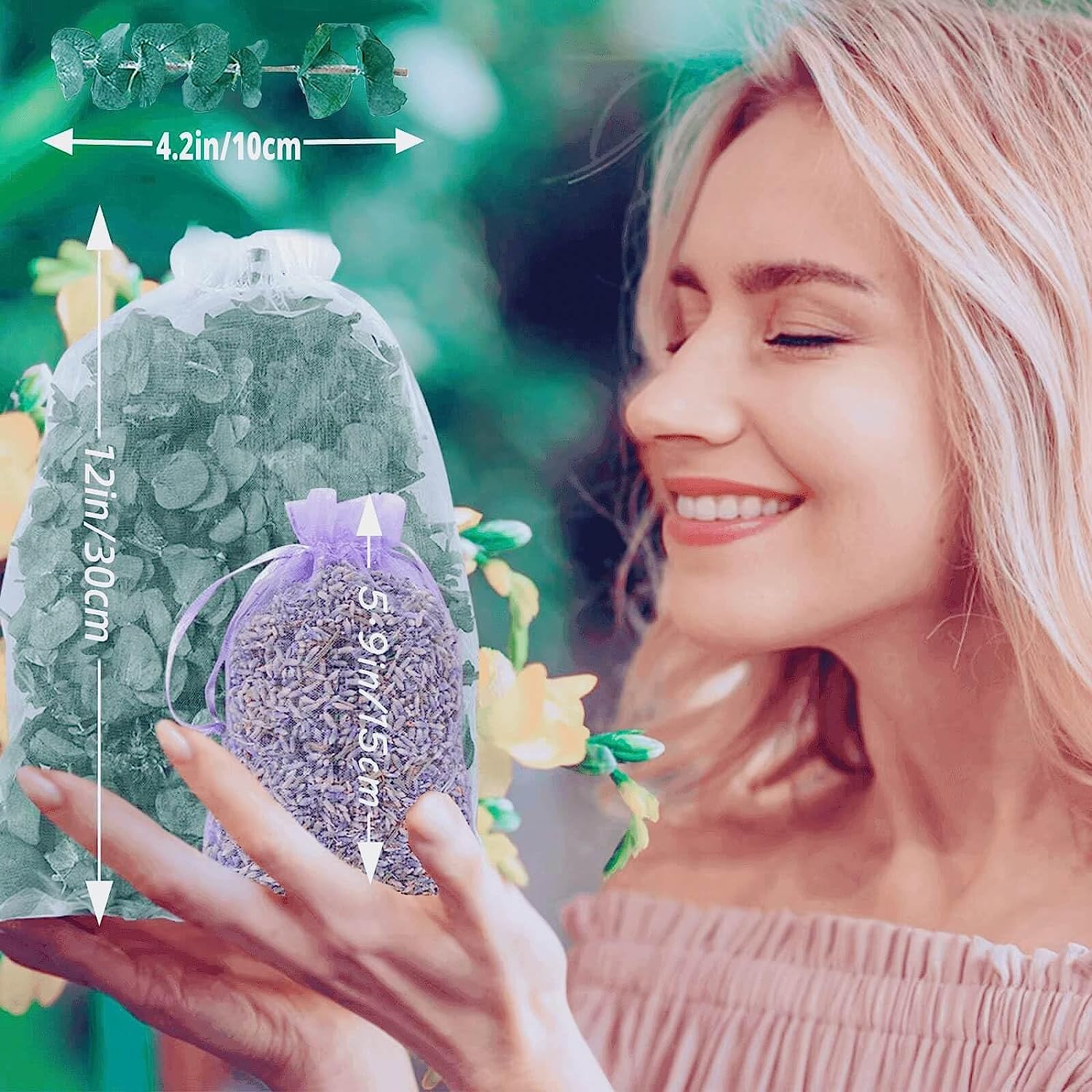 dried_flower - preserved_flower - fake_flower - Large Package Dried Eucalyptus Stems & Lavender Seeds for Shower 100% Natural Real - Molly Garden - Molly_Garden_Floral