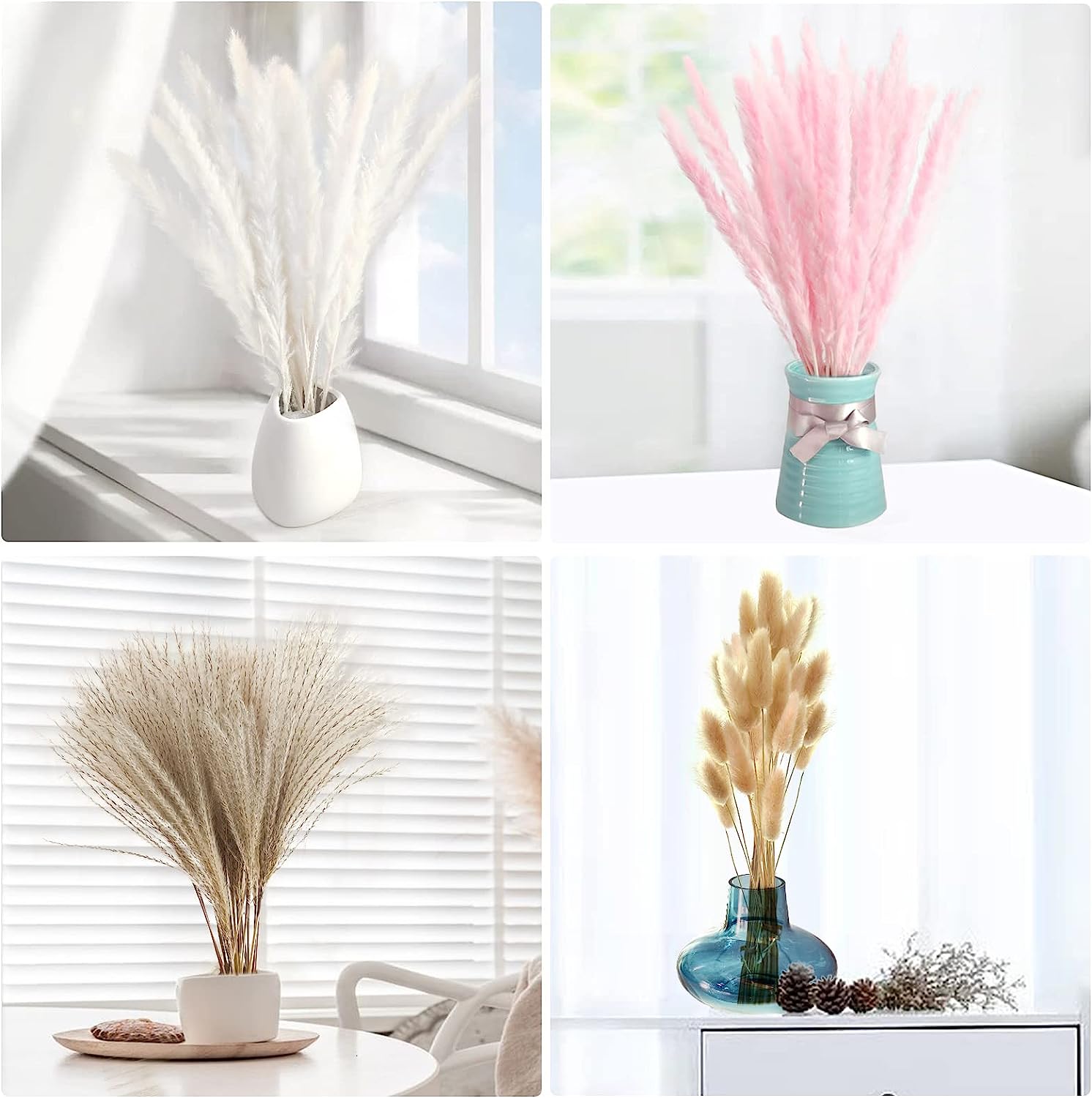 dried_flower - preserved_flower - fake_flower - 85Pcs Tall 17“ Fluffy Long-Lasting Dried Flowers Bouquet for Home Decor - Molly Garden - Molly_Garden_Floral