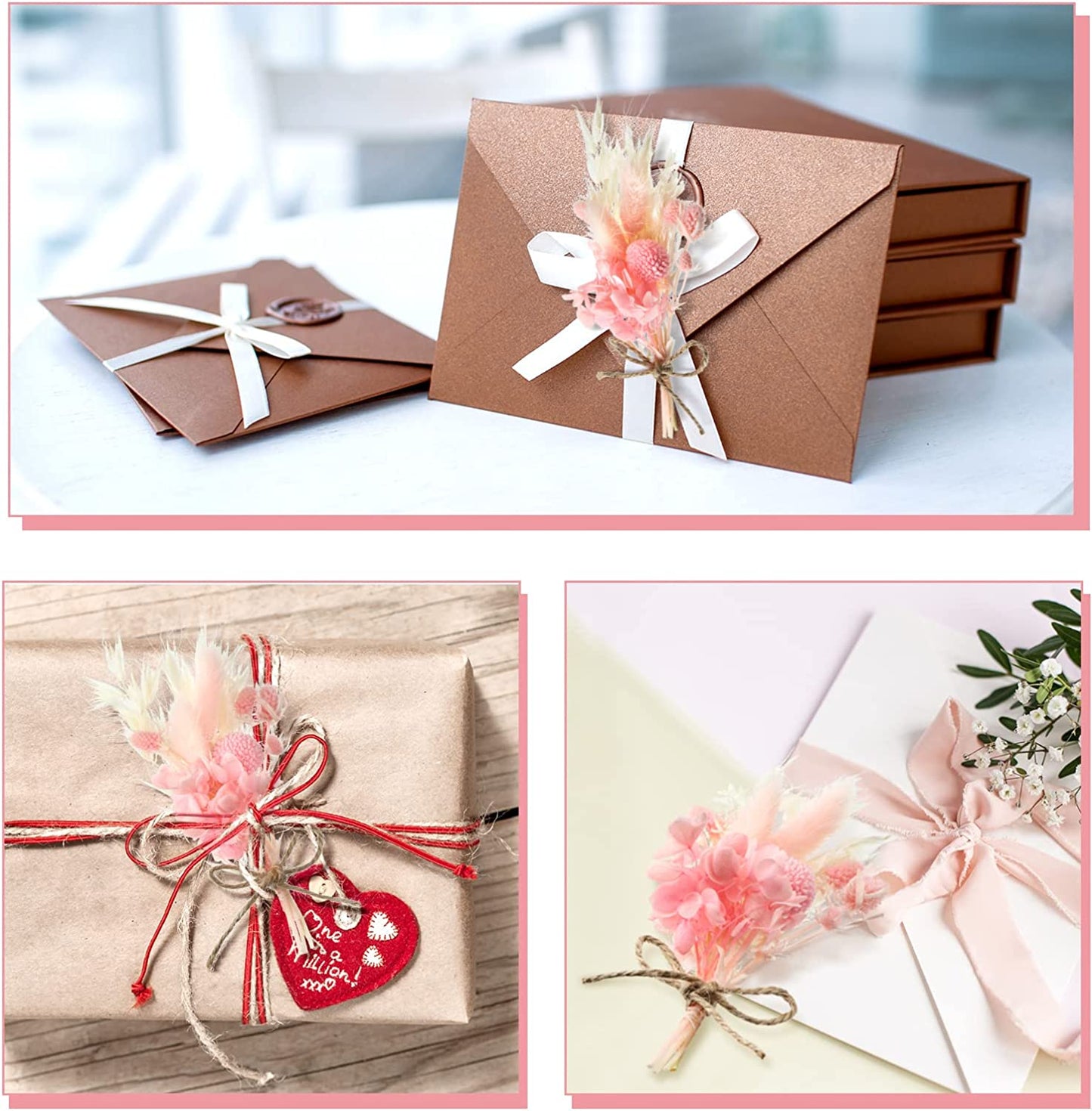 dried_flower - preserved_flower - fake_flower - 24Pack Mini Dried Flower Bouquet 6.3''Pink Sage White Wheat Real Floral - Molly Garden - Molly_Garden_Floral