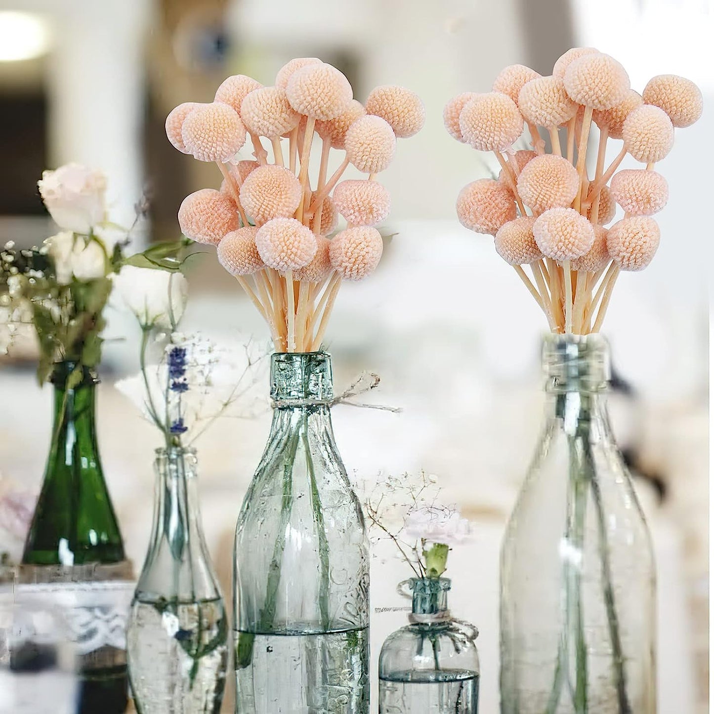 dried_flower - preserved_flower - fake_flower - 20Pcs Dried Flowers Craspedia Billy Balls Billy Buttons Pink Dried Floral Bouquet - Molly Garden - Molly_Garden_Floral
