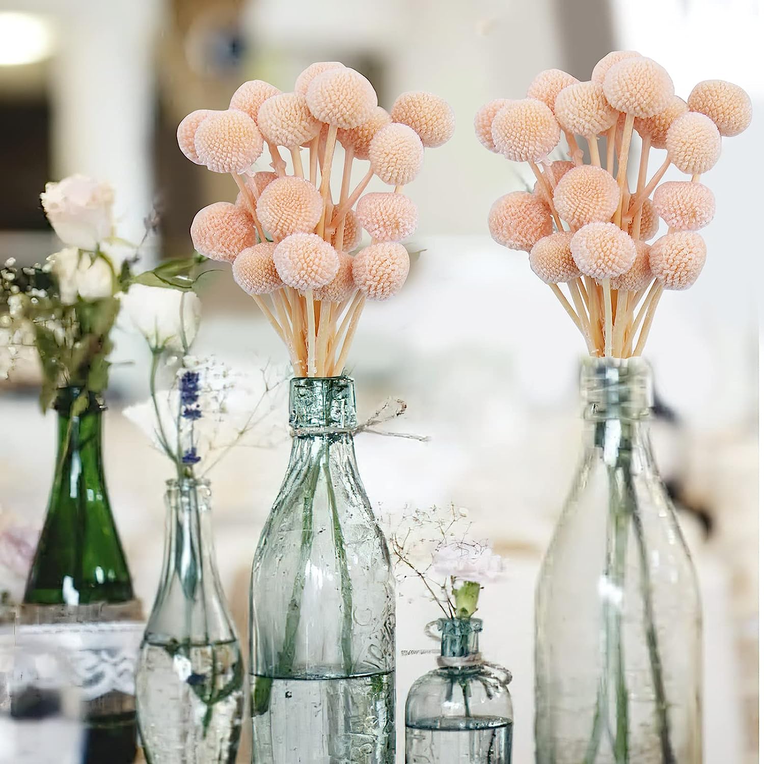 dried_flower - preserved_flower - fake_flower - 20Pcs Dried Flowers Craspedia Billy Balls Billy Buttons Pink Dried Floral Bouquet - Molly Garden - Molly_Garden_Floral