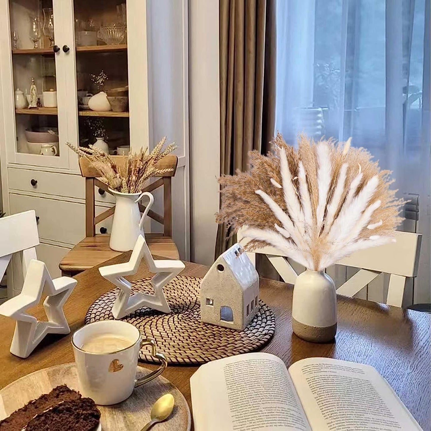 dried_flower - preserved_flower - fake_flower - 120Pcs Floral Fluffy Pampas Grass Decor Dried Flowers Small Pompous for Boho - Molly Garden - Molly_Garden_Floral