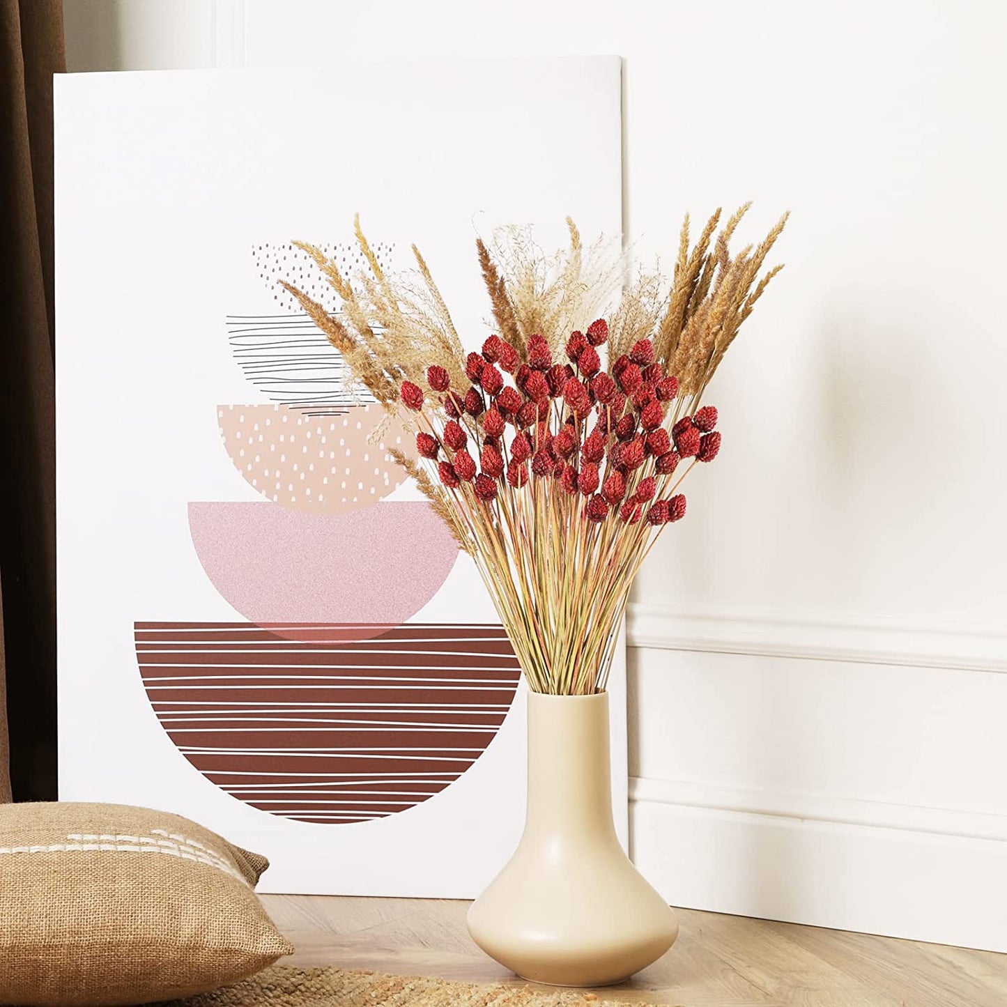 dried_flower - preserved_flower - fake_flower - 60Pcs Red Dried Pine Ball for Vase Bouquet Bulk 16" Mini Billy Ball Flowers Natural - Molly Garden - Molly_Garden_Floral