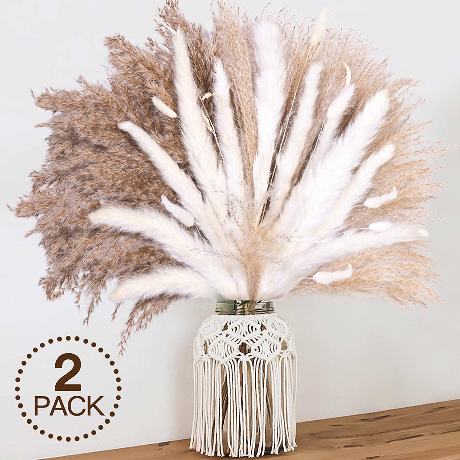 dried_flower - preserved_flower - fake_flower - 120Pcs Floral Fluffy Pampas Grass Decor Dried Flowers Small Pompous for Boho - Molly Garden - Molly_Garden_Floral