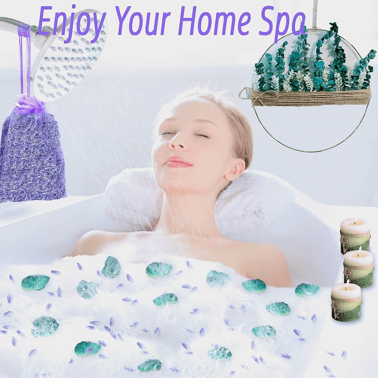 dried_flower - preserved_flower - fake_flower - Large Package Dried Eucalyptus Stems & Lavender Seeds for Shower 100% Natural Real - Molly Garden - Molly_Garden_Floral