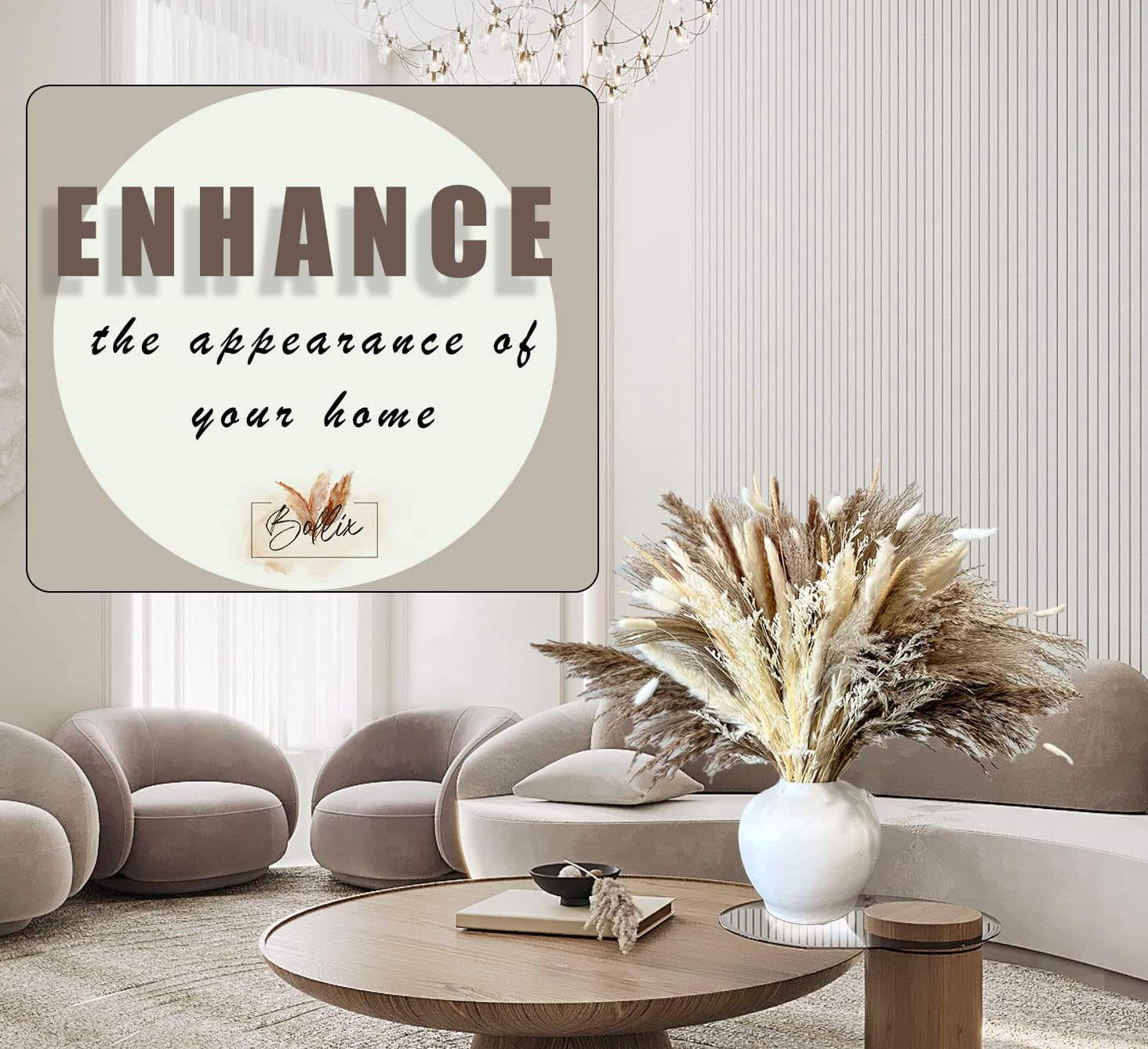 dried_flower - preserved_flower - fake_flower - 80Pcs 7 Different Natural Dried Pampas Grass Boho Bouquet for Home Decor - Molly Garden - Molly_Garden_Floral