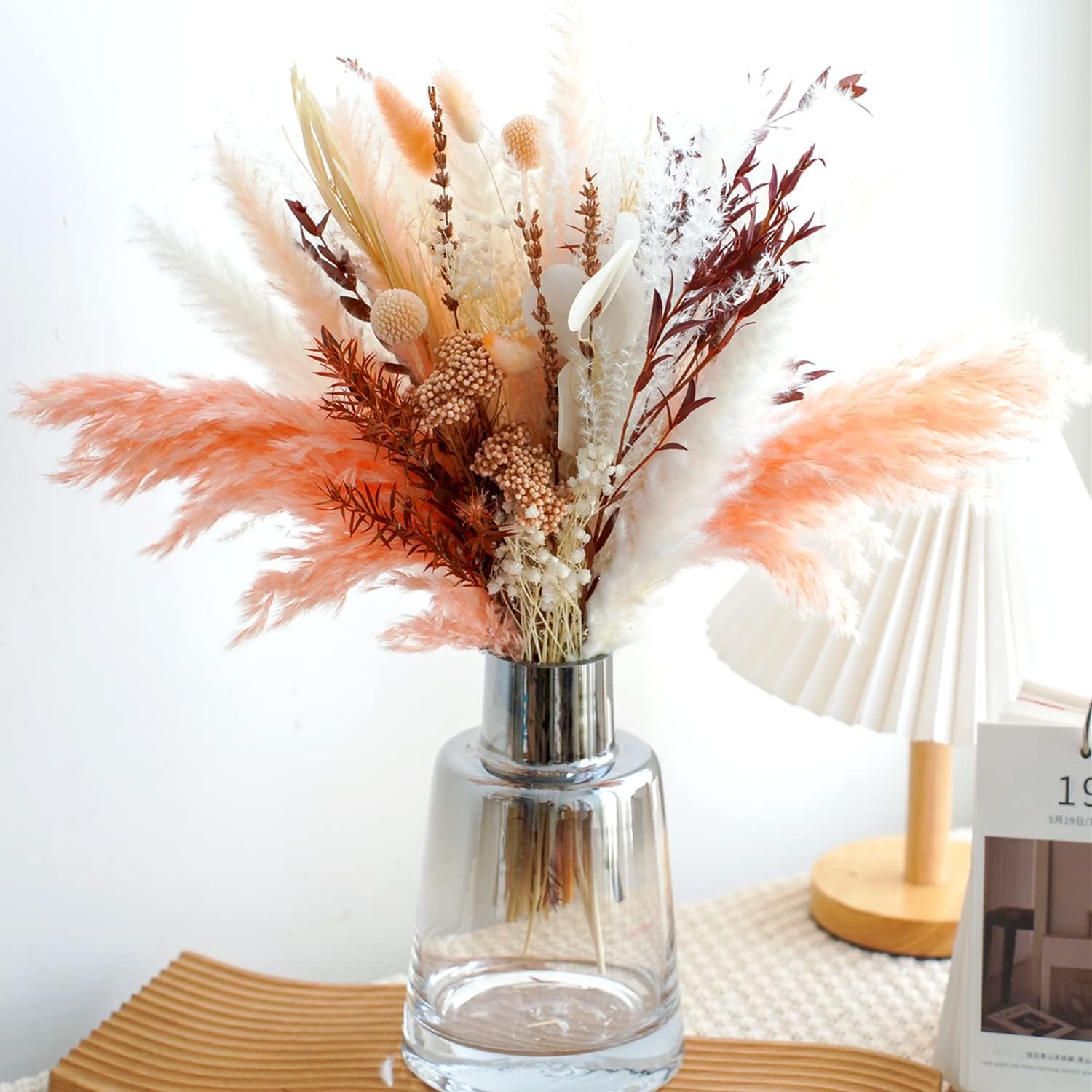 dried_flower - preserved_flower - fake_flower - 17Inch Blush Pampas Grass Decor Dried Flower Arrangement Natural Bouquet - Molly Garden - Molly_Garden_Floral