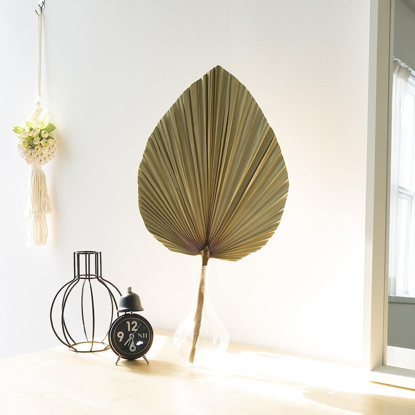 dried_flower - preserved_flower - fake_flower - 5Pcs Dried Palm Leaves Room Decor 18"H x 10"W Large Natural Leaf Decor - Molly Garden - Molly_Garden_Floral