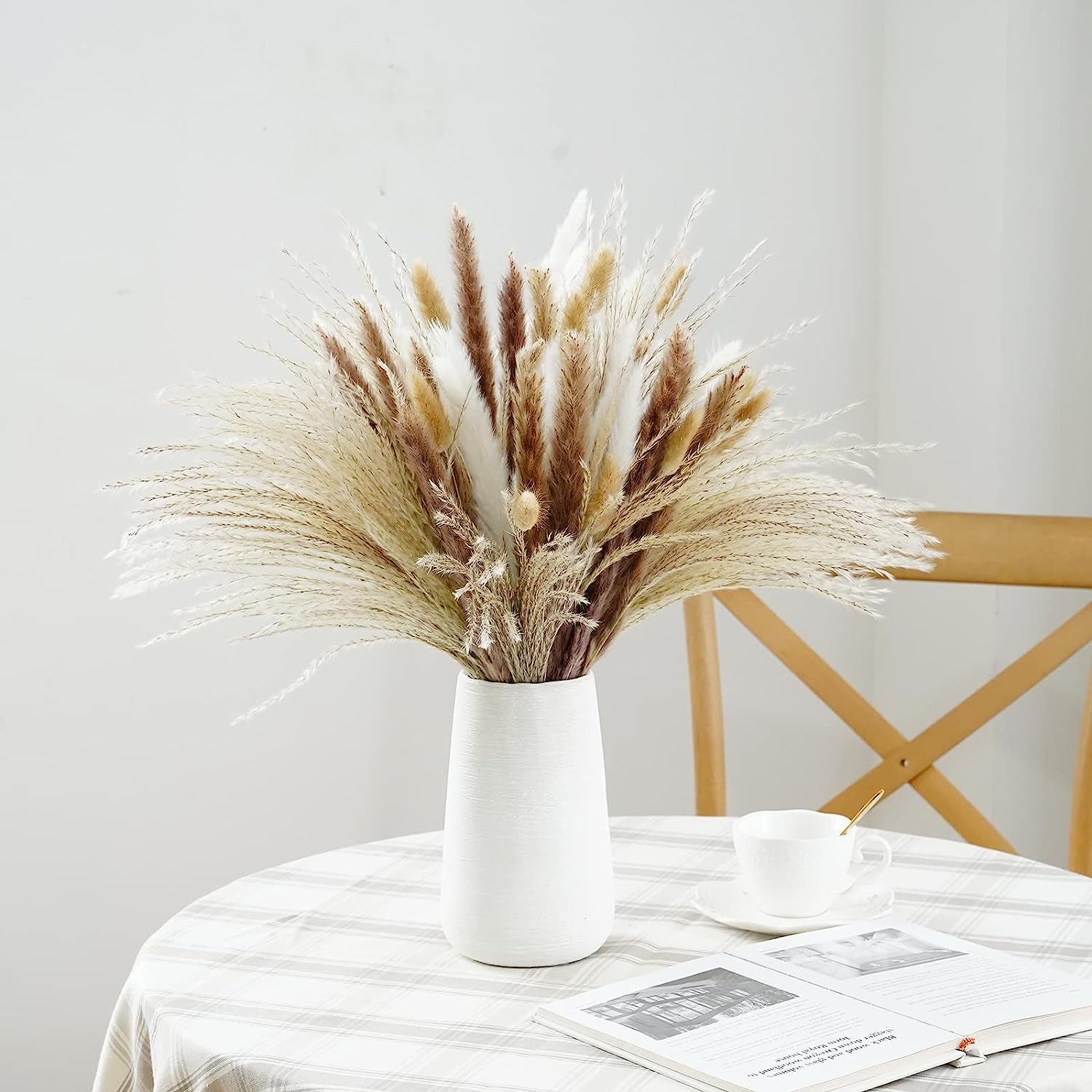 dried_flower - preserved_flower - fake_flower - 120Pcs Dried Pampas Grass Home Decor with Bunny Tails Reed Grass Bouquet - Molly Garden - Molly_Garden_Floral
