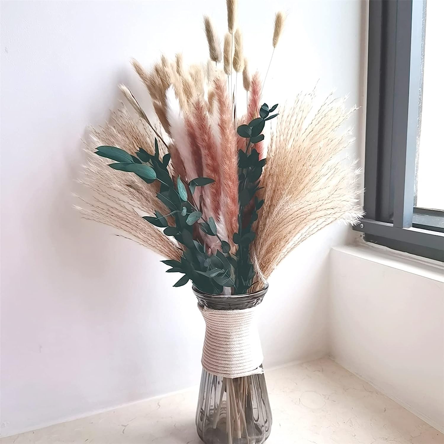 dried_flower - preserved_flower - fake_flower - 110Pcs Dried Pampas Grass Decor with Eucalyptus Branches Boho Home Wedding - Molly Garden - Molly_Garden_Floral