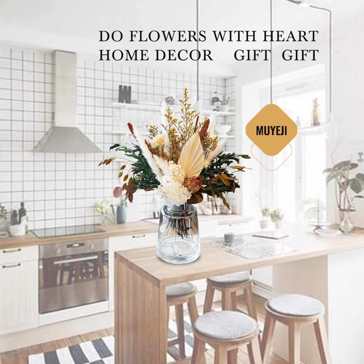 dried_flower - preserved_flower - fake_flower - Mix Bouquet | Protea Repens Hydrangea Eucalyptus Palm Millet Limonium Pampas - Molly Garden - Molly_Garden_Floral