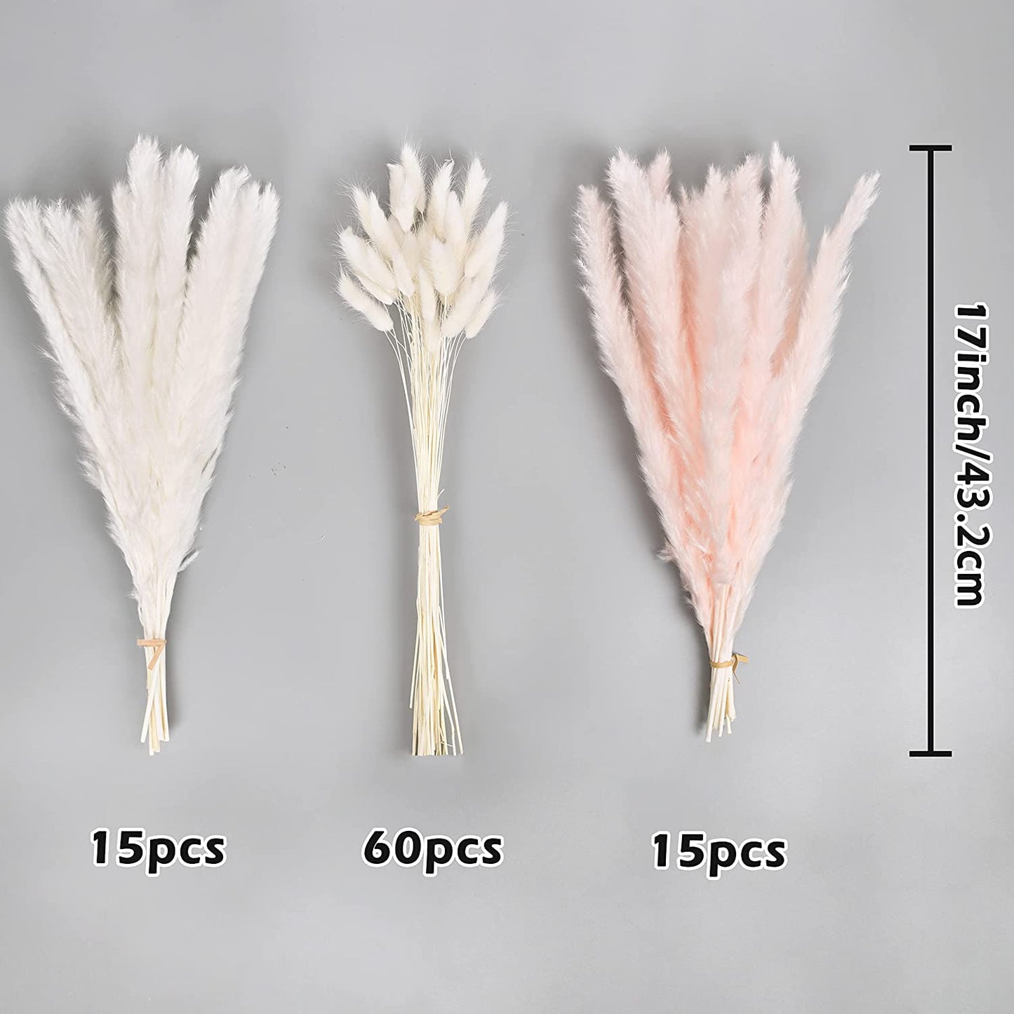 dried_flower - preserved_flower - fake_flower - 90Pcs Dried Pampas Grass Bouquet 17.5'' Plant Bunch for Boho Home Decor - Molly Garden - Molly_Garden_Floral