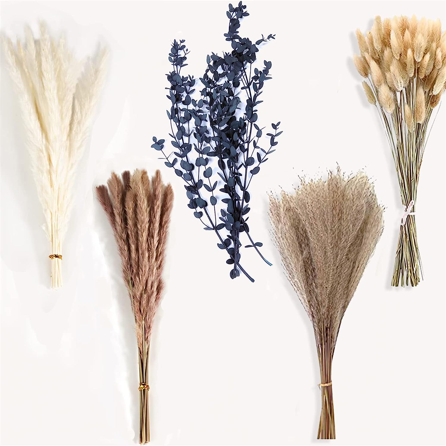 dried_flower - preserved_flower - fake_flower - 110Pcs Dried Pampas Grass Decor with Eucalyptus Branches Boho Home Wedding - Molly Garden - Molly_Garden_Floral