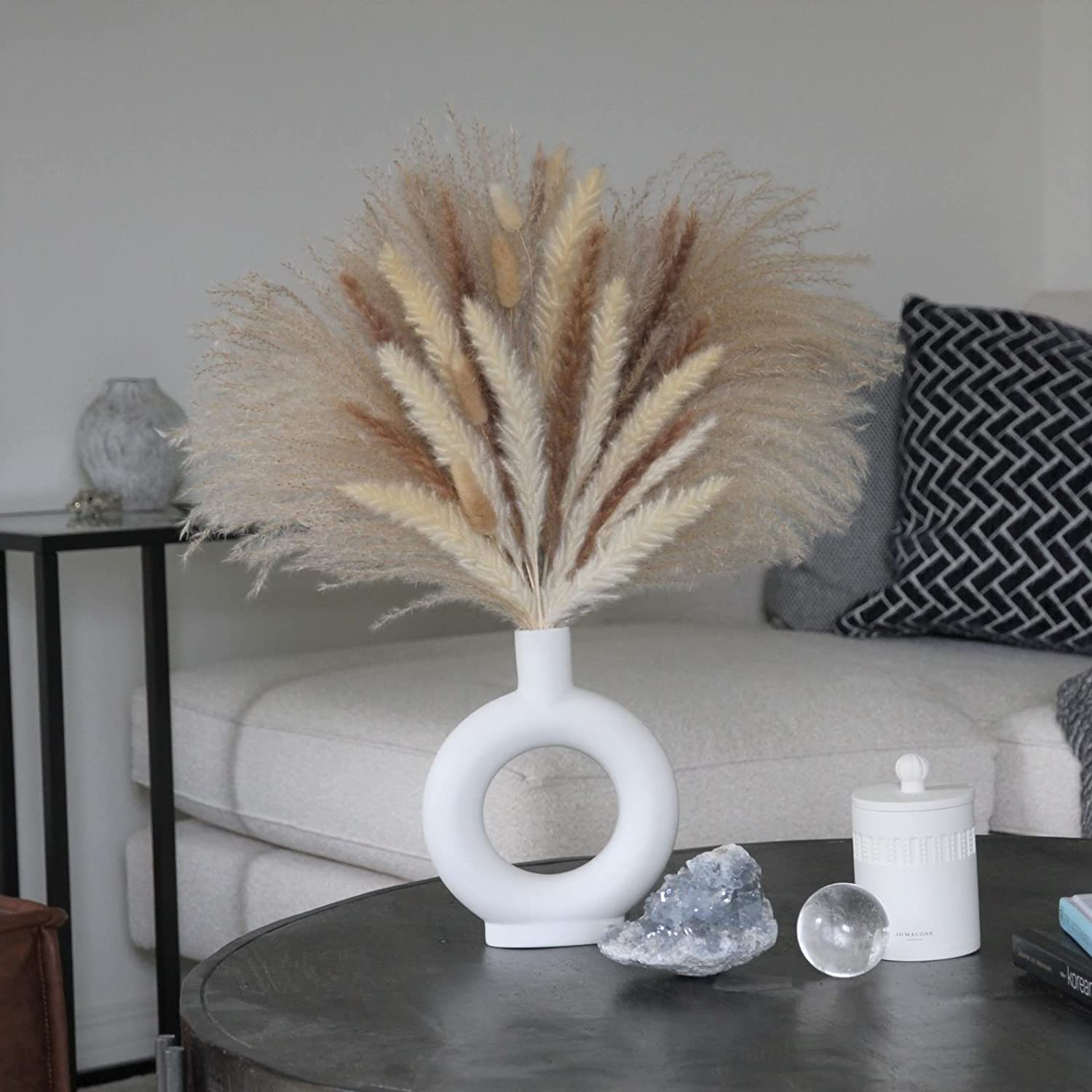 dried_flower - preserved_flower - fake_flower - 85Pcs Dried Flowers Arrangements White & Natural Pampas Grass, Reed, Bunny Tails - Molly Garden - Molly_Garden_Floral