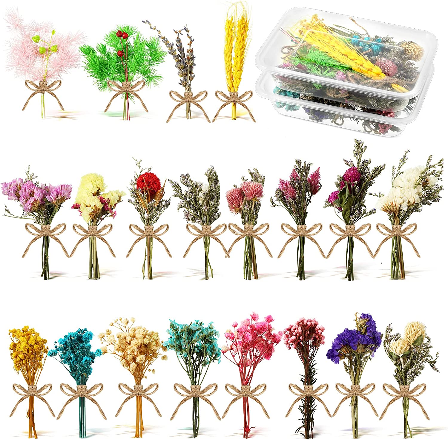 dried_flower - preserved_flower - fake_flower - 20Pcs Mini Dried Flowers Bouquets Natural Gypsophila Don't Forget Me Flower Bunch - Molly Garden - Molly_Garden_Floral