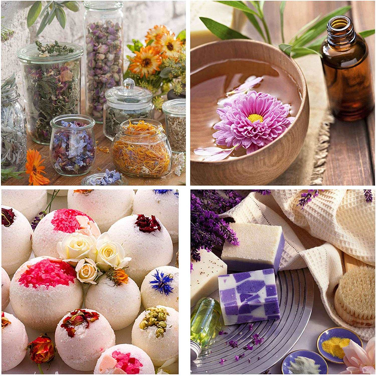 dried_flower - preserved_flower - fake_flower - 16Bags Dried Flowers 100% Natural Herbs Kit for Soap Candle DIY Making - Molly Garden - Molly_Garden_Floral
