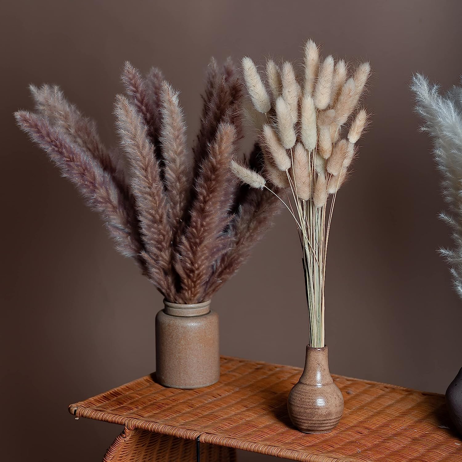 dried_flower - preserved_flower - fake_flower - 90Pcs White Pampas and Natural Dried Grass Natural Rabbit Tail Grass - Molly Garden - Molly_Garden_Floral