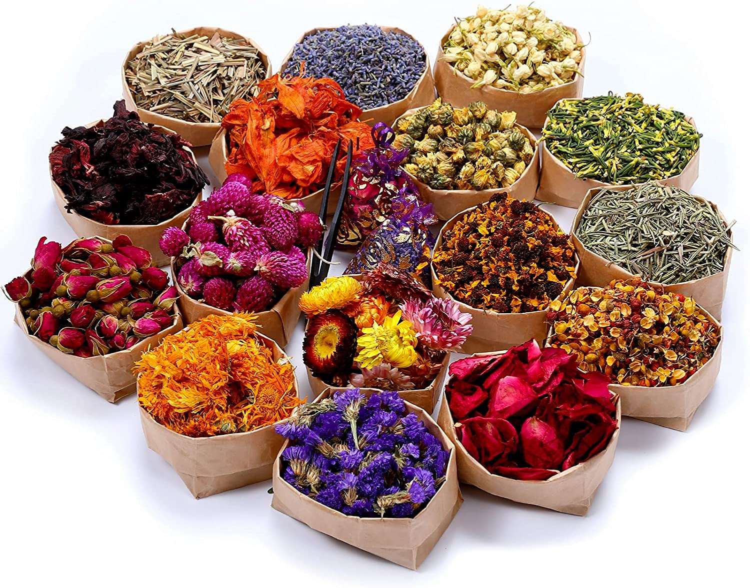 dried_flower - preserved_flower - fake_flower - 16Bags Dried Flowers 100% Natural Herbs Kit for Soap Candle DIY Making - Molly Garden - Molly_Garden_Floral