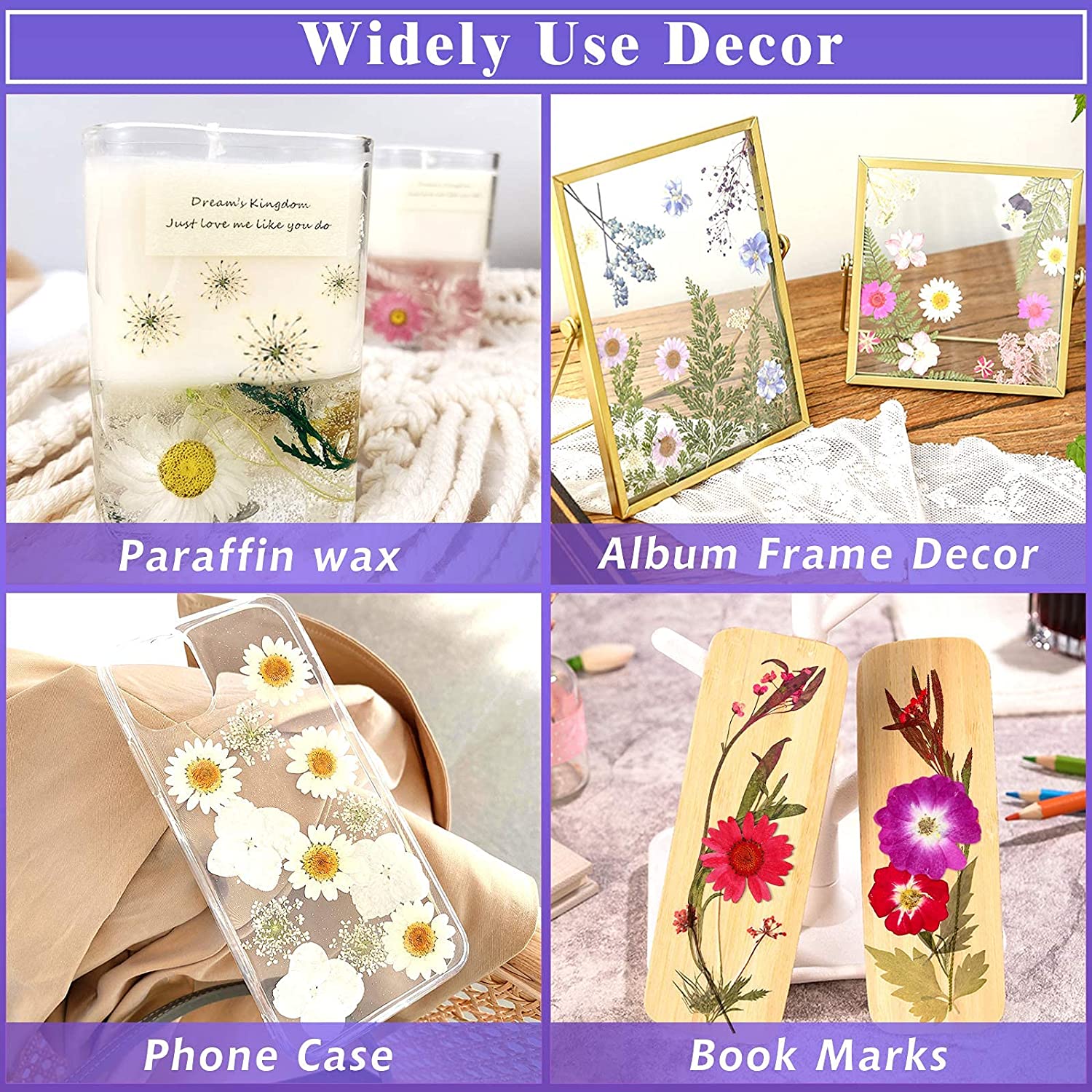 dried_flower - preserved_flower - fake_flower - 120Pcs Dried Flowers for Resin Molds Natural Pressed Leaves Herbs kit with Tweezers - Molly Garden - Molly_Garden_Floral