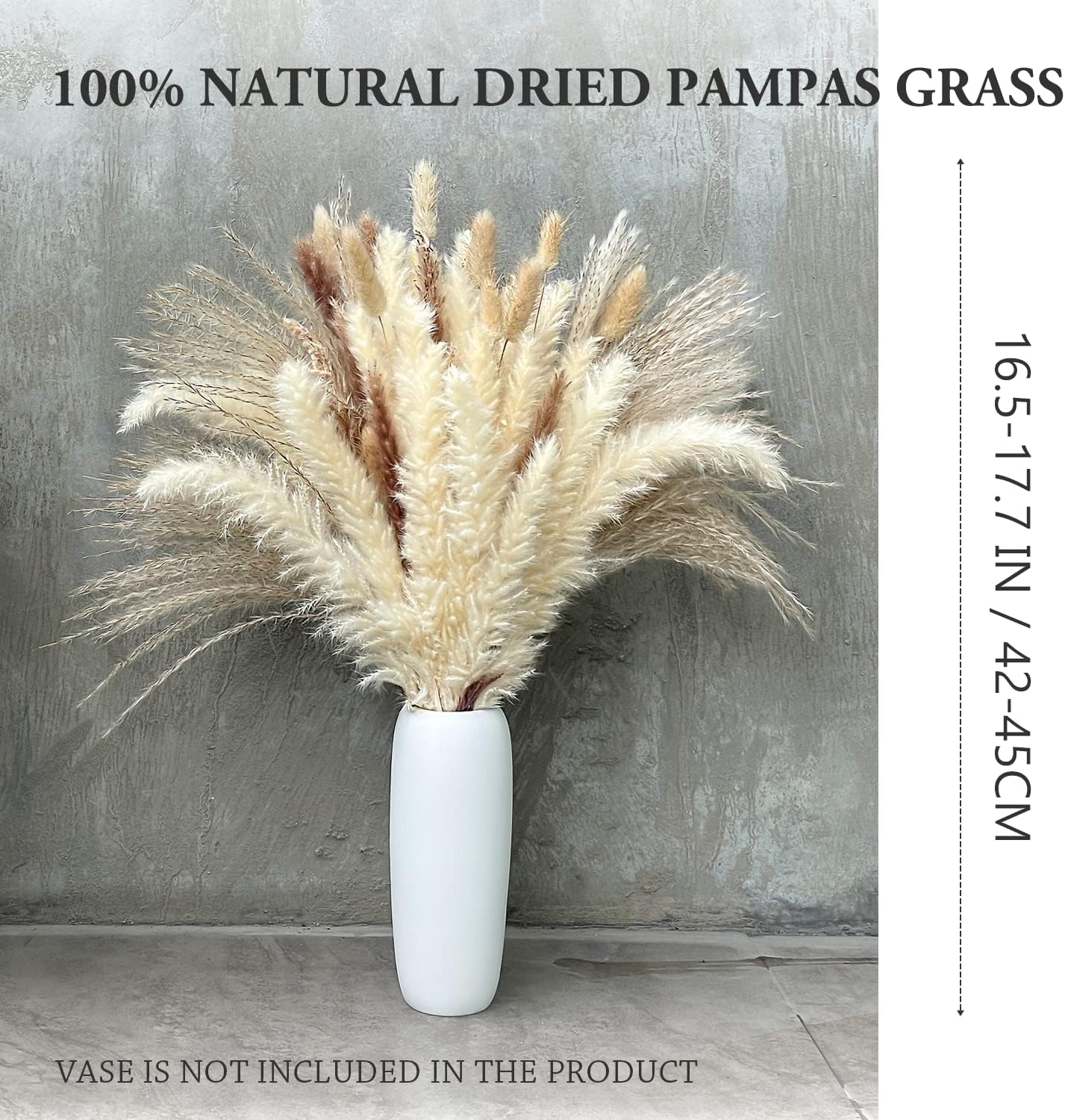 dried_flower - preserved_flower - fake_flower - 90Pcs 17.5Inch Natural Dried Pampas Grass Set White & Natural Grass Reed - Molly Garden - Molly_Garden_Floral