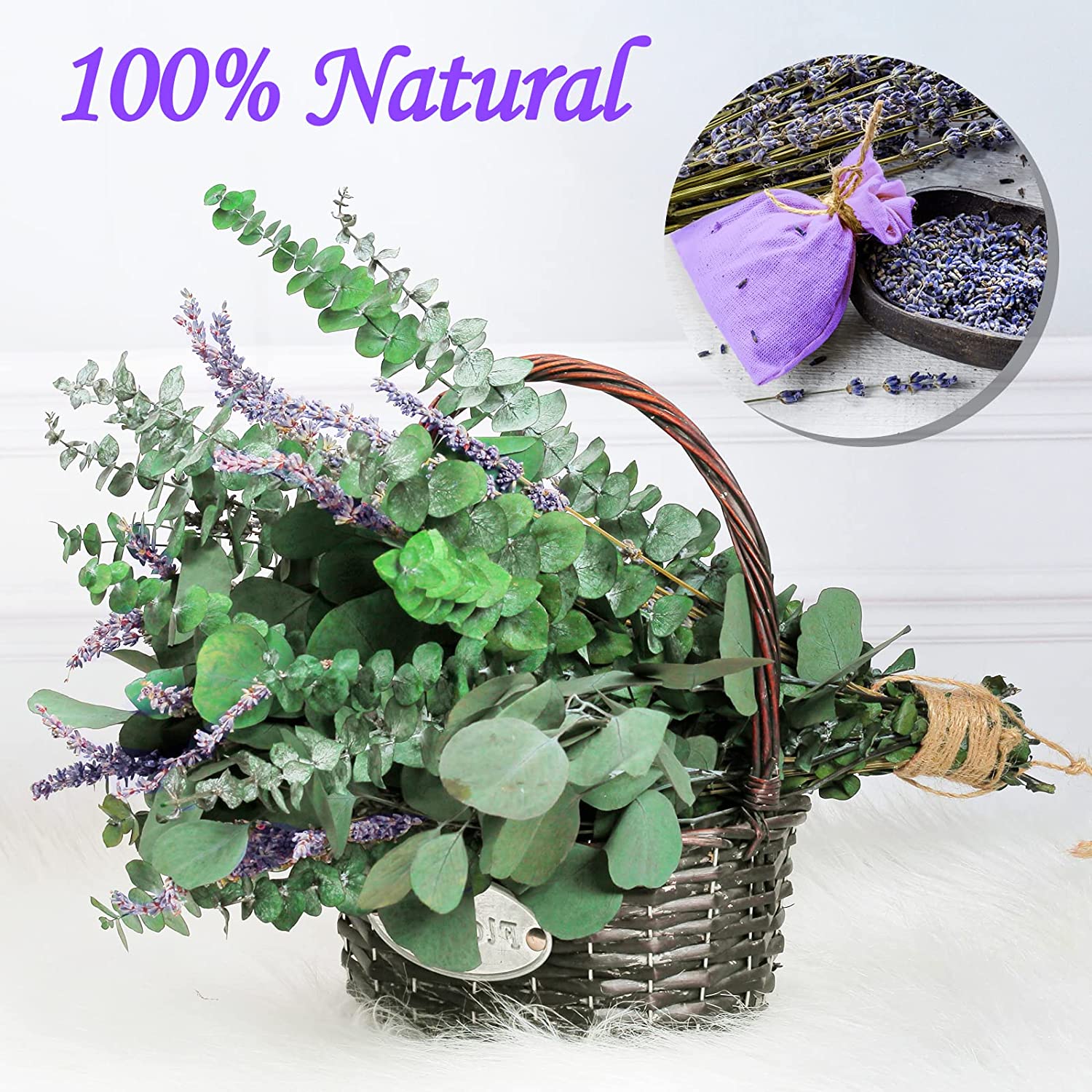 dried_flower - preserved_flower - fake_flower - 115Pcs Large Dried Preserved Eucalyptus Stems & Lavender Flowers Bundle - Molly Garden - Molly_Garden_Floral