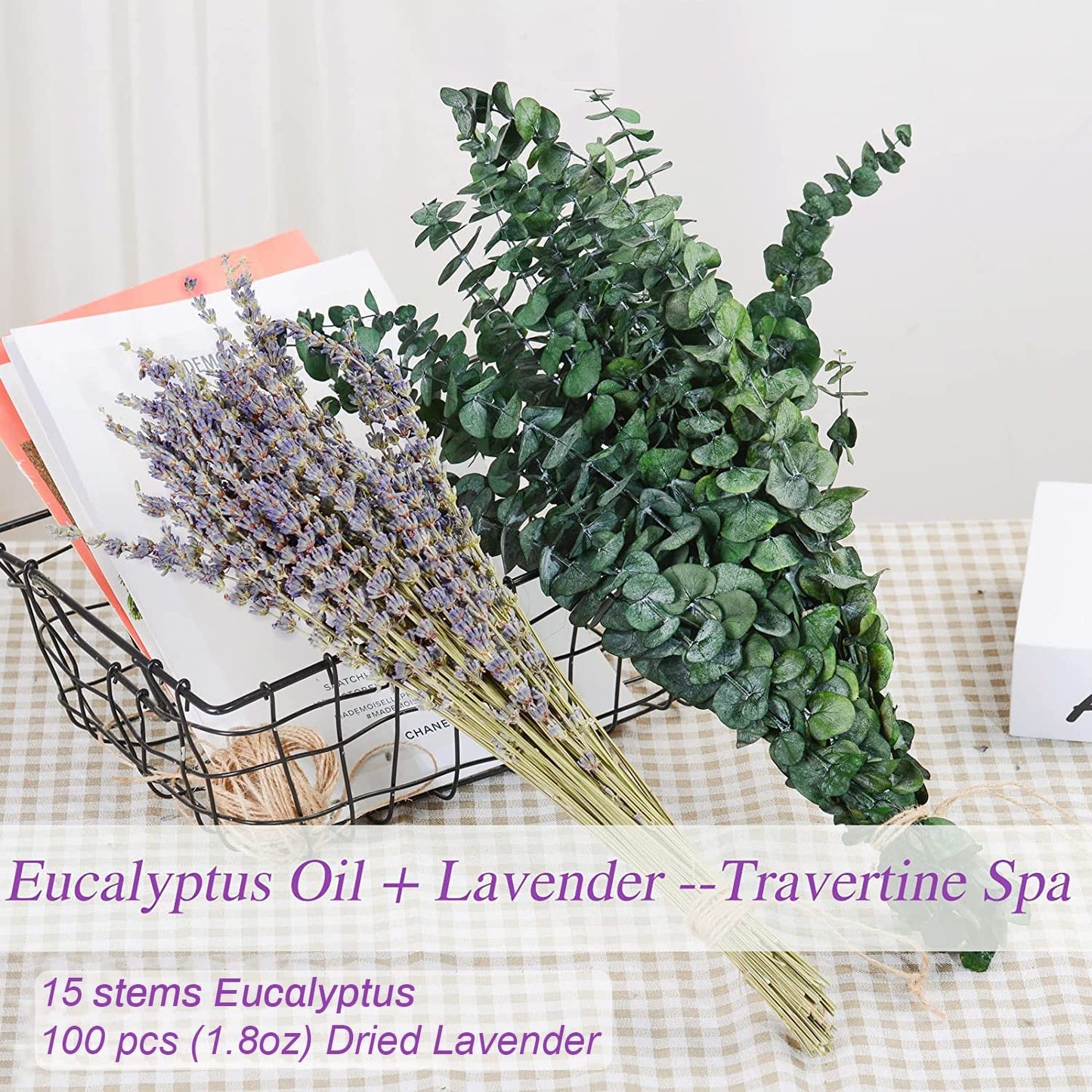 dried_flower - preserved_flower - fake_flower - 68Pcs Dried Preserved Eucalyptus Stems & Lavender Flowers Bundles for Shower - Molly Garden - Molly_Garden_Floral