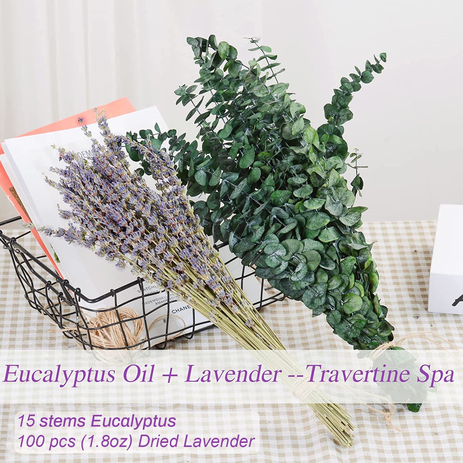 dried_flower - preserved_flower - fake_flower - 68Pcs Dried Preserved Eucalyptus Stems & Lavender Flowers Bundles for Shower - Molly Garden - Molly_Garden_Floral