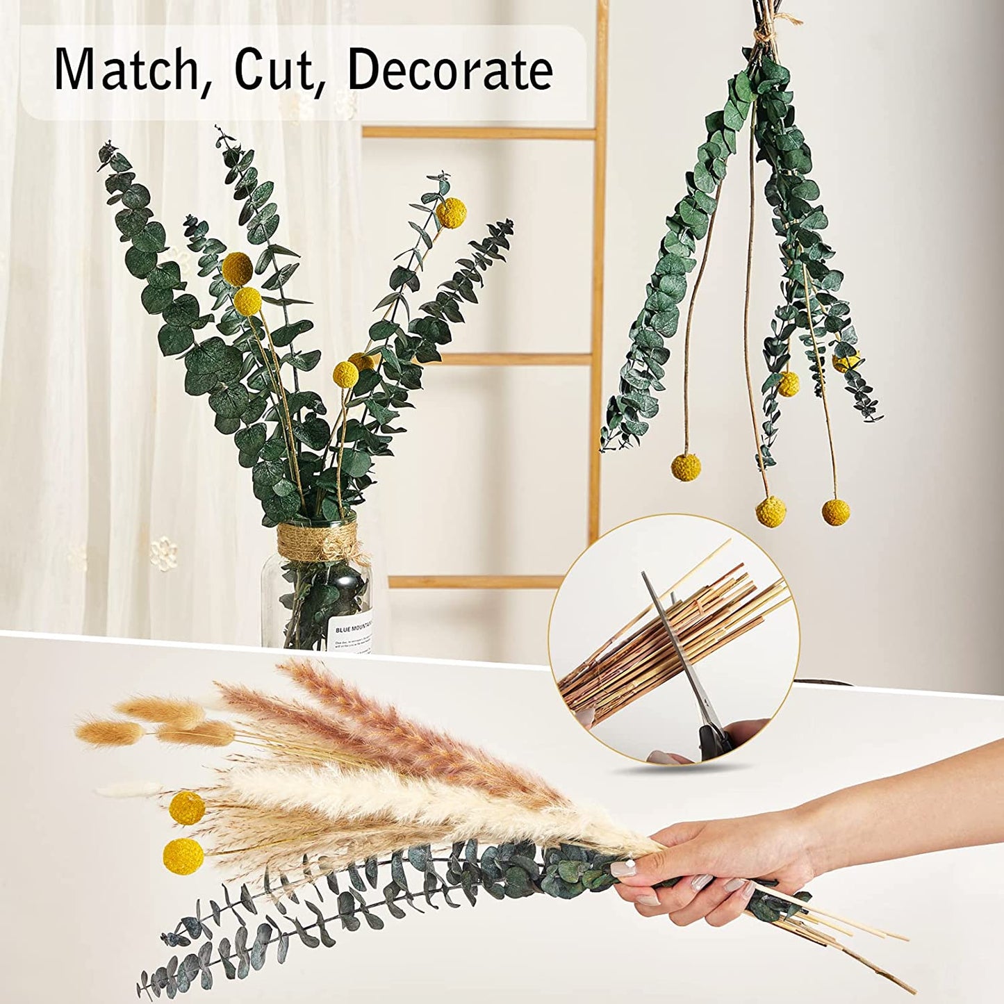 dried_flower - preserved_flower - fake_flower - 125Pcs Mixed Pompas Flowers Bouquet with 8 Kinds of Dried Plants Branches - Molly Garden - Molly_Garden_Floral