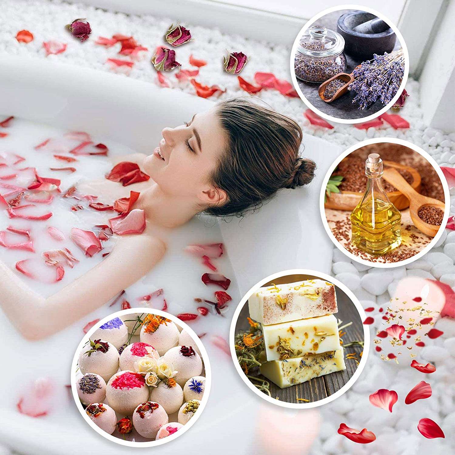 dried_flower - preserved_flower - fake_flower - 20Bags Dried Flowers 100% Natural Herbs Petals Kit for Bath Shower - Molly Garden - Molly_Garden_Floral