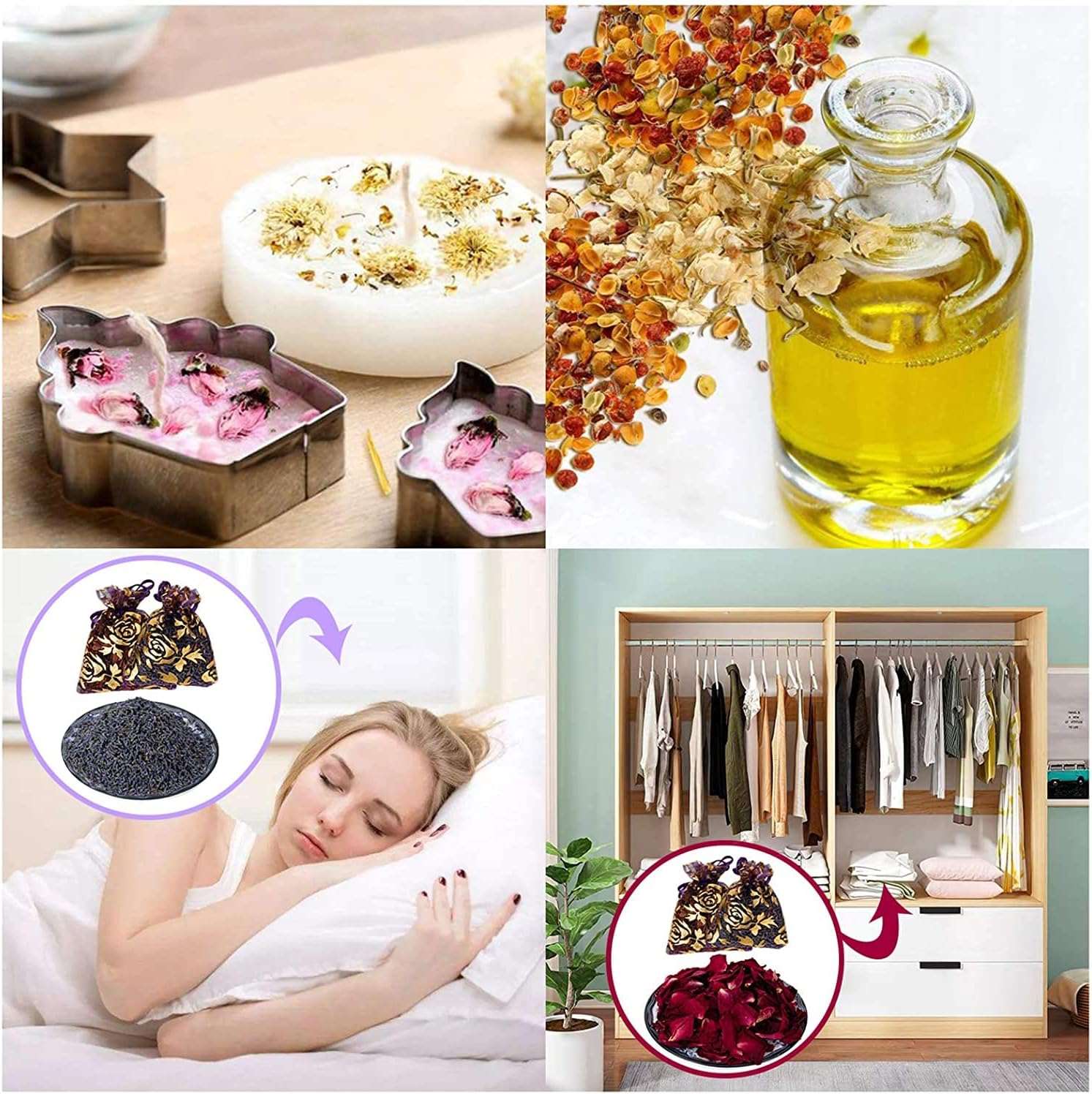 dried_flower - preserved_flower - fake_flower - 20Bags Dried Flowers 100% Natural Herbs Petals Kit for Bath Shower - Molly Garden - Molly_Garden_Floral