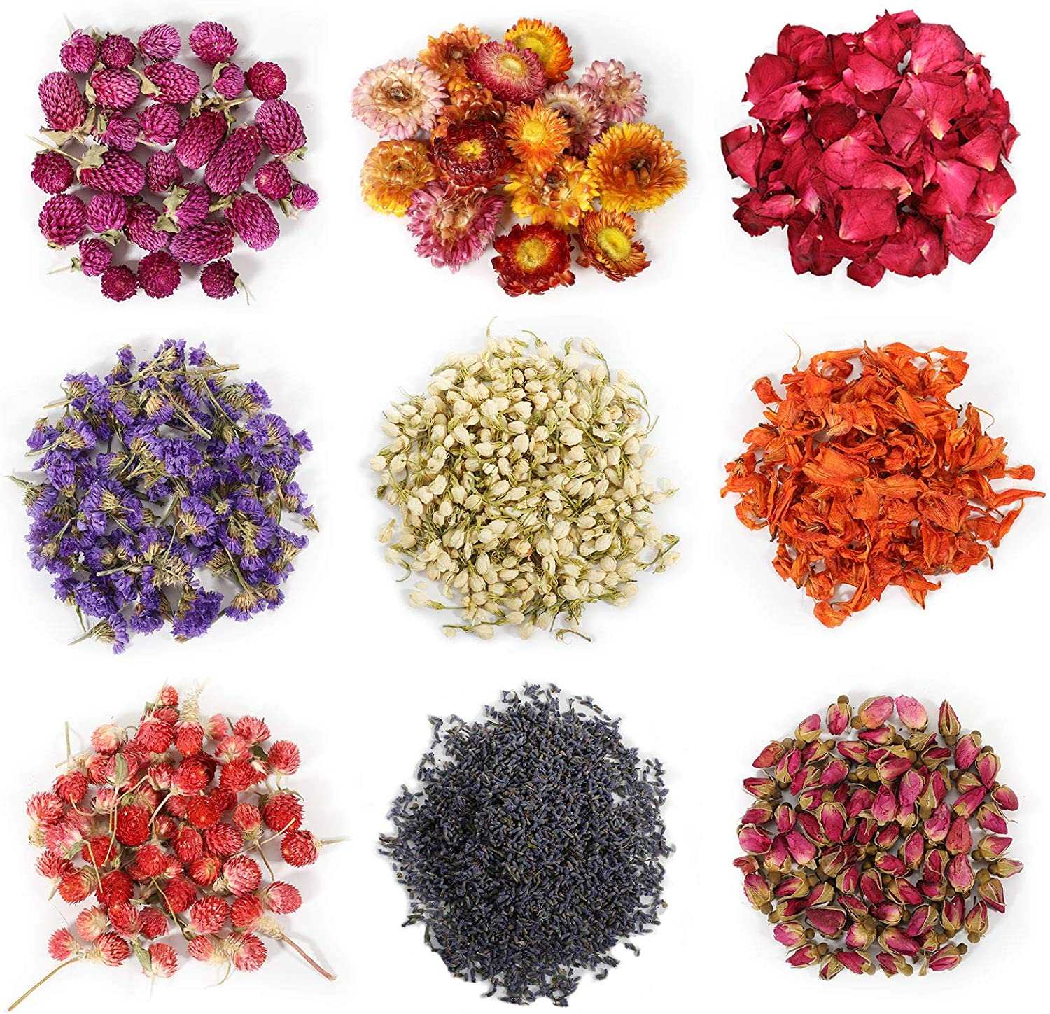 dried_flower - preserved_flower - fake_flower - 16Bags Dried Flowers 100% Natural Herbs Kit for Soap Candle DIY Making - Molly Garden - Molly_Garden_Floral
