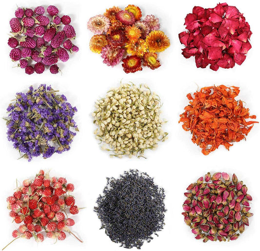 dried_flower - preserved_flower - fake_flower - 20Bags Dried Flowers 100% Natural Herbs Petals Kit for Bath Shower - Molly Garden - Molly_Garden_Floral