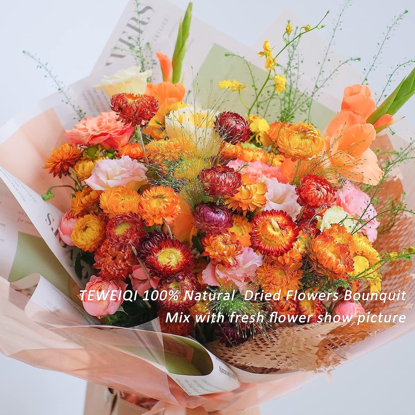 dried_flower - preserved_flower - fake_flower - 20Pcs Natural Dried Straw Flower Bouquet Daisies Flower Arrangement - Molly Garden - Molly_Garden_Floral