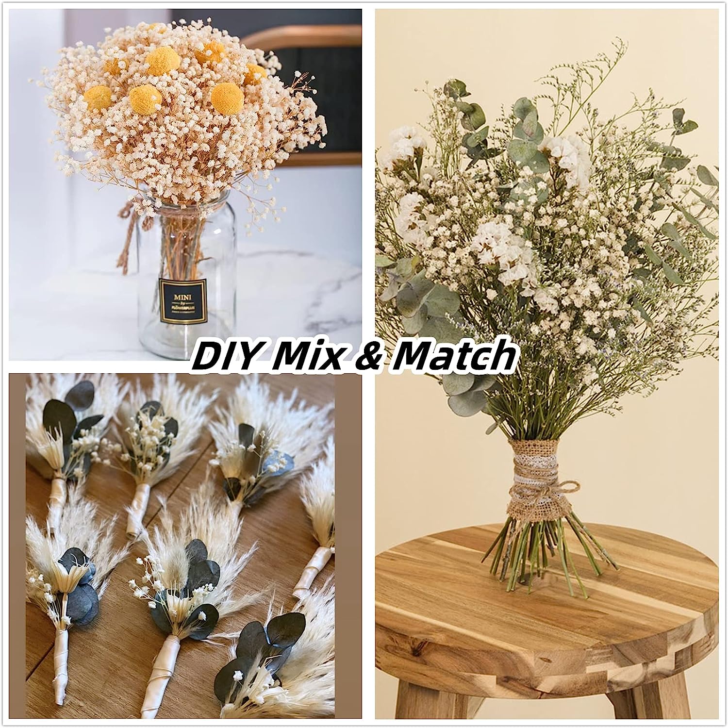 dried_flower - preserved_flower - fake_flower - Natural Dried Flower Bouquet Boho Home Decor Babys Breath Floral Arrangements - Molly Garden - Molly_Garden_Floral