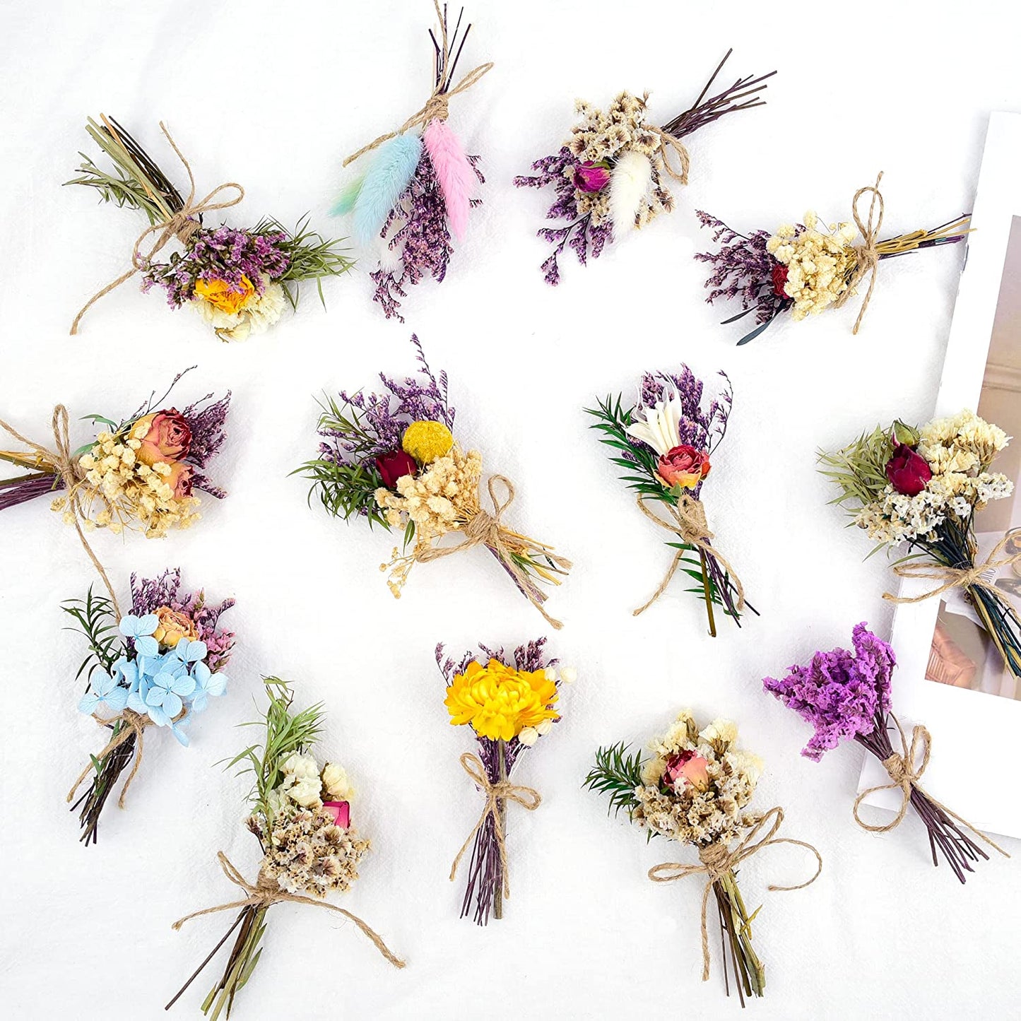 dried_flower - preserved_flower - fake_flower - 13Pcs Mini Dried Flower Bouquet Natural Forget Me Myosotis Sylvatica Babysbreath - Molly Garden - Molly_Garden_Floral