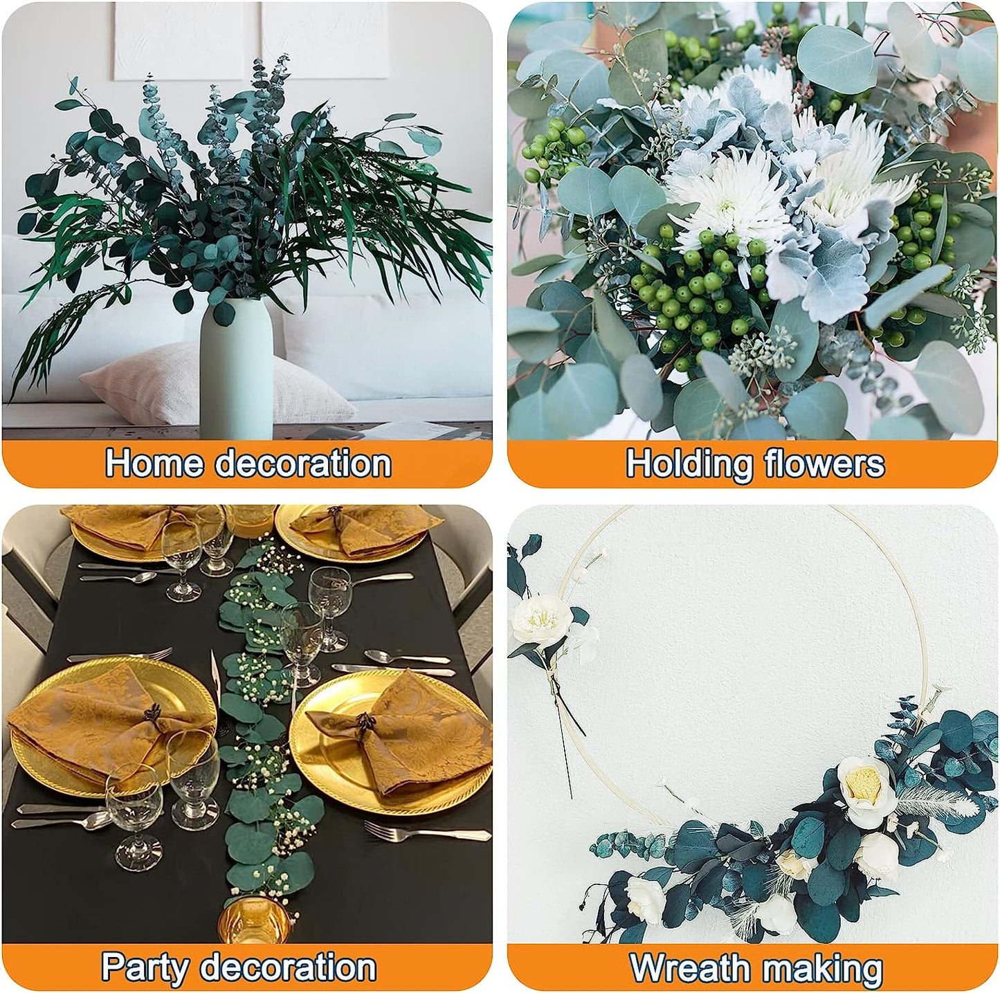 dried_flower - preserved_flower - fake_flower - 7-10Pcs 100% Natural Silver Dollar Leaves Dried Preserved Eucalyptus Stems - Molly Garden - Molly_Garden_Floral