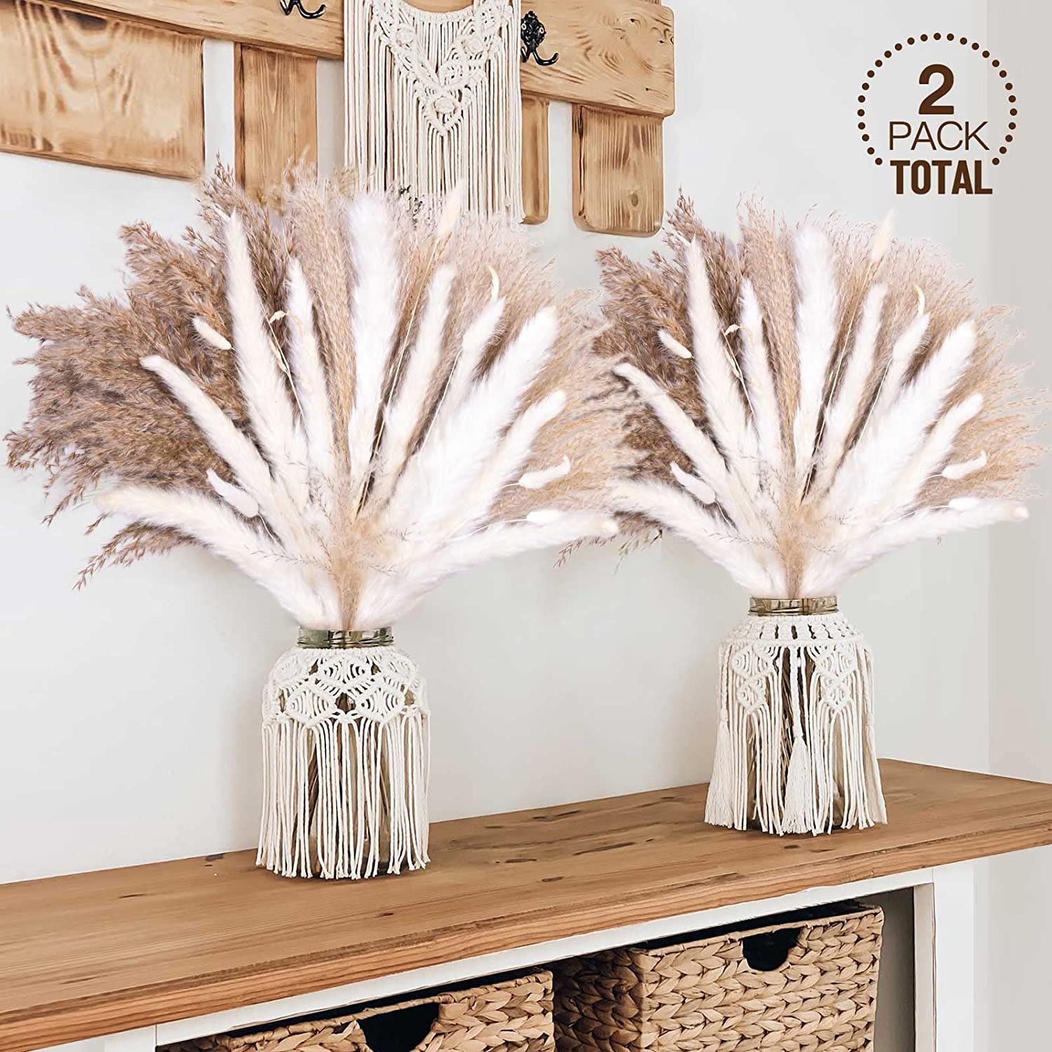 dried_flower - preserved_flower - fake_flower - 120Pcs Floral Fluffy Pampas Grass Decor Dried Flowers Small Pompous for Boho - Molly Garden - Molly_Garden_Floral