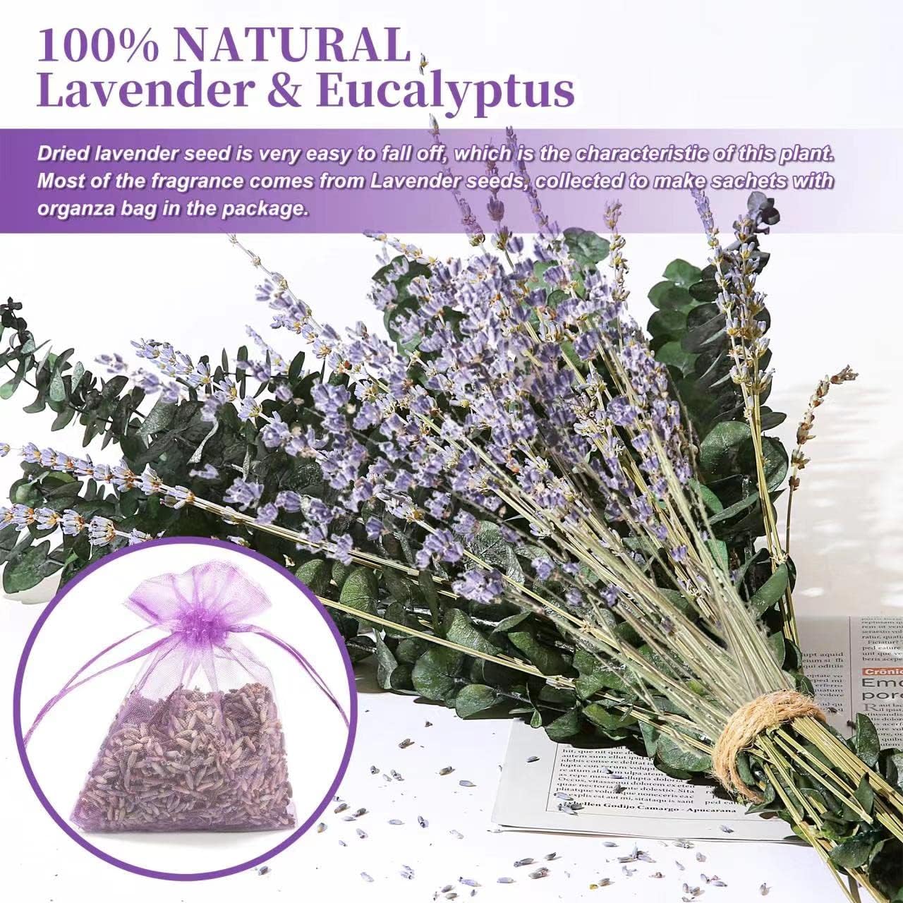 dried_flower - preserved_flower - fake_flower - 68Pcs Dried Preserved Eucalyptus Stems & Lavender Flowers Bundles for Shower - Molly Garden - Molly_Garden_Floral