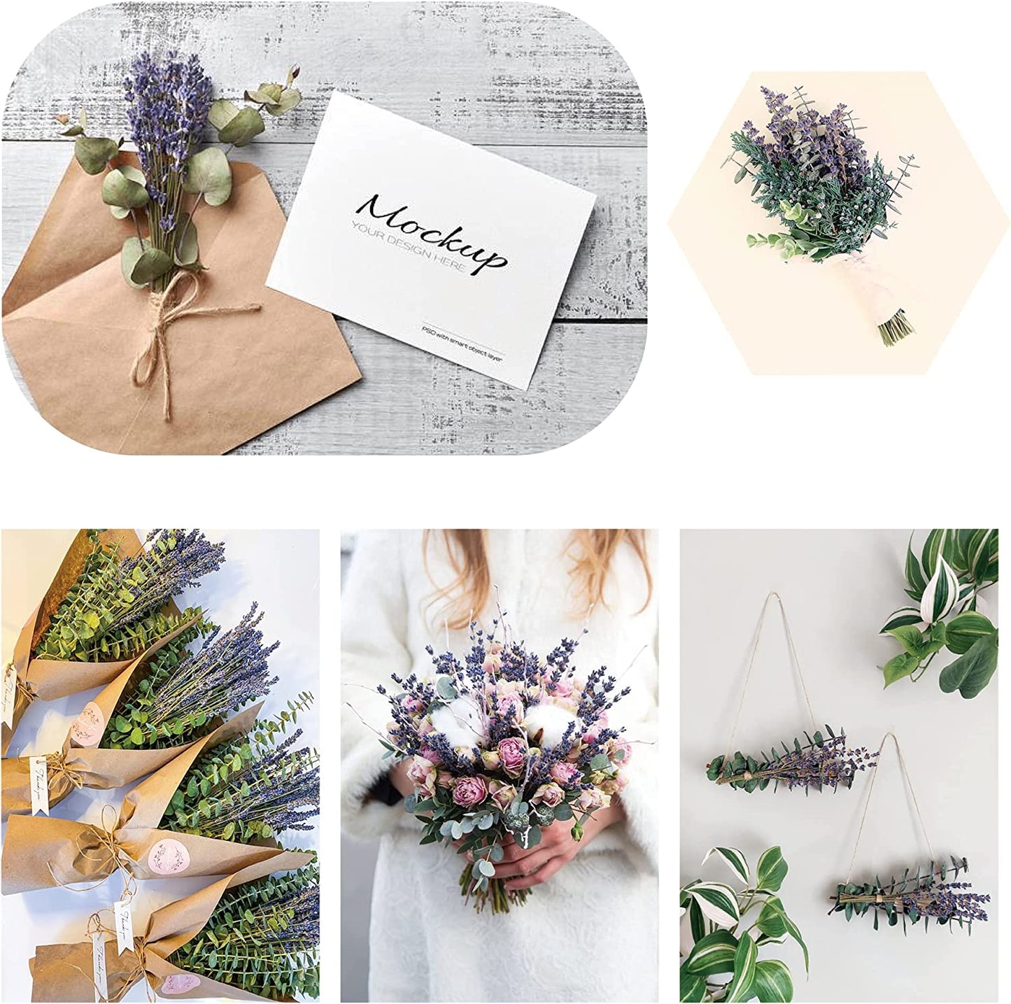 dried_flower - preserved_flower - fake_flower - 70Pcs Preserved Real Eucalyptus Stems Dried Lavender Bundles for Shower - Molly Garden - Molly_Garden_Floral