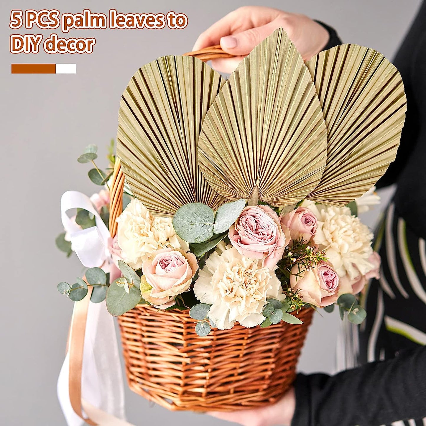 dried_flower - preserved_flower - fake_flower - Natural Dried Palm Leaves Real Plants Home Decor Boho Heart Oval Shape - Molly Garden - Molly_Garden_Floral