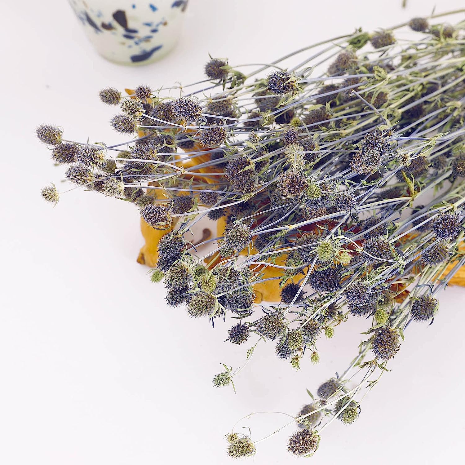 dried_flower - preserved_flower - fake_flower - Dried Eryngium Sea Holly Flowers Bouquet 100% Natural for Vase Home Decor - Molly Garden - Molly_Garden_Floral