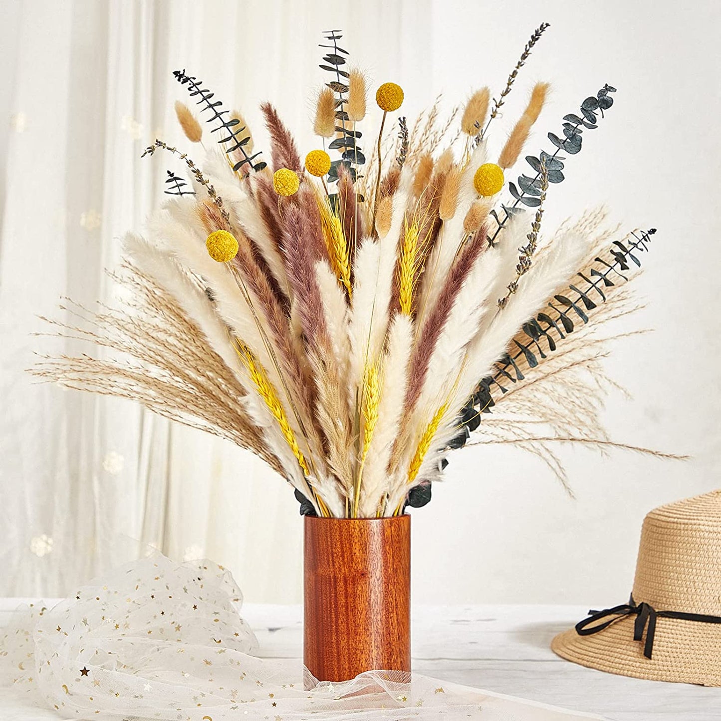 dried_flower - preserved_flower - fake_flower - 125Pcs Mixed Pompas Flowers Bouquet with 8 Kinds of Dried Plants Branches - Molly Garden - Molly_Garden_Floral