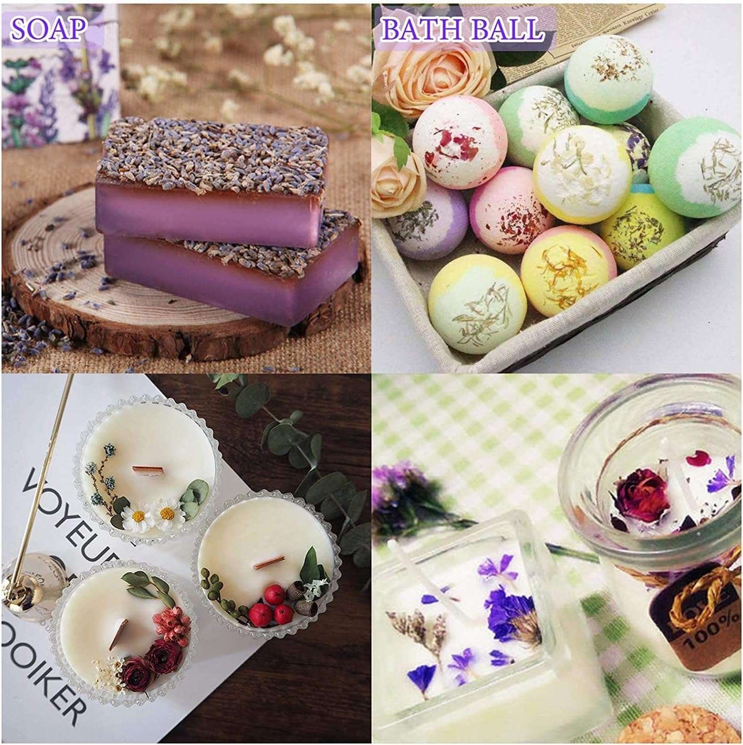 dried_flower - preserved_flower - fake_flower - 20Bags Dried Flowers 100% Natural Herbs Petals Kit for Bath Shower - Molly Garden - Molly_Garden_Floral