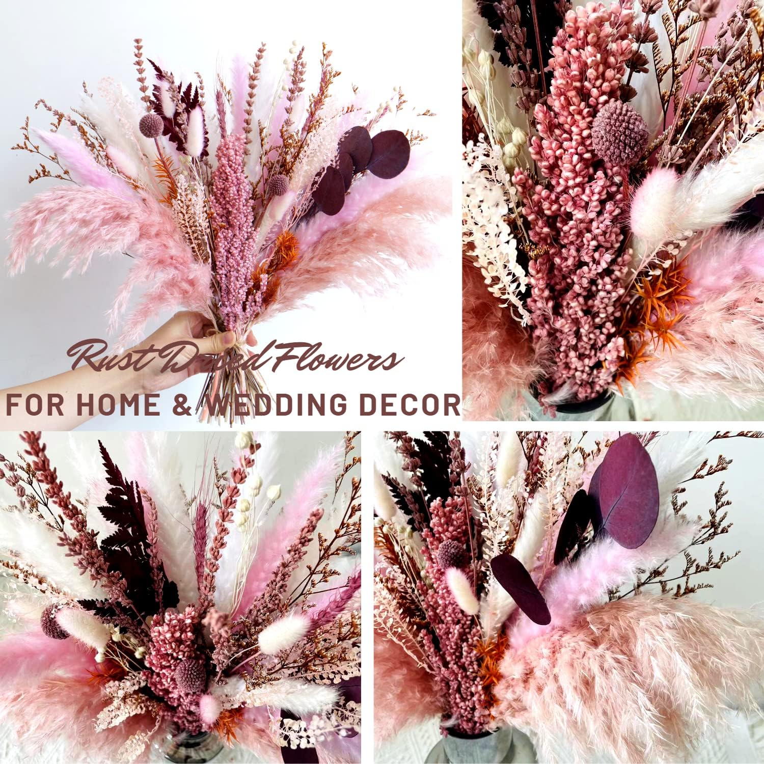 dried_flower - preserved_flower - fake_flower - 17Inch Blush Pampas Grass Decor Dried Flower Arrangement Natural Bouquet - Molly Garden - Molly_Garden_Floral
